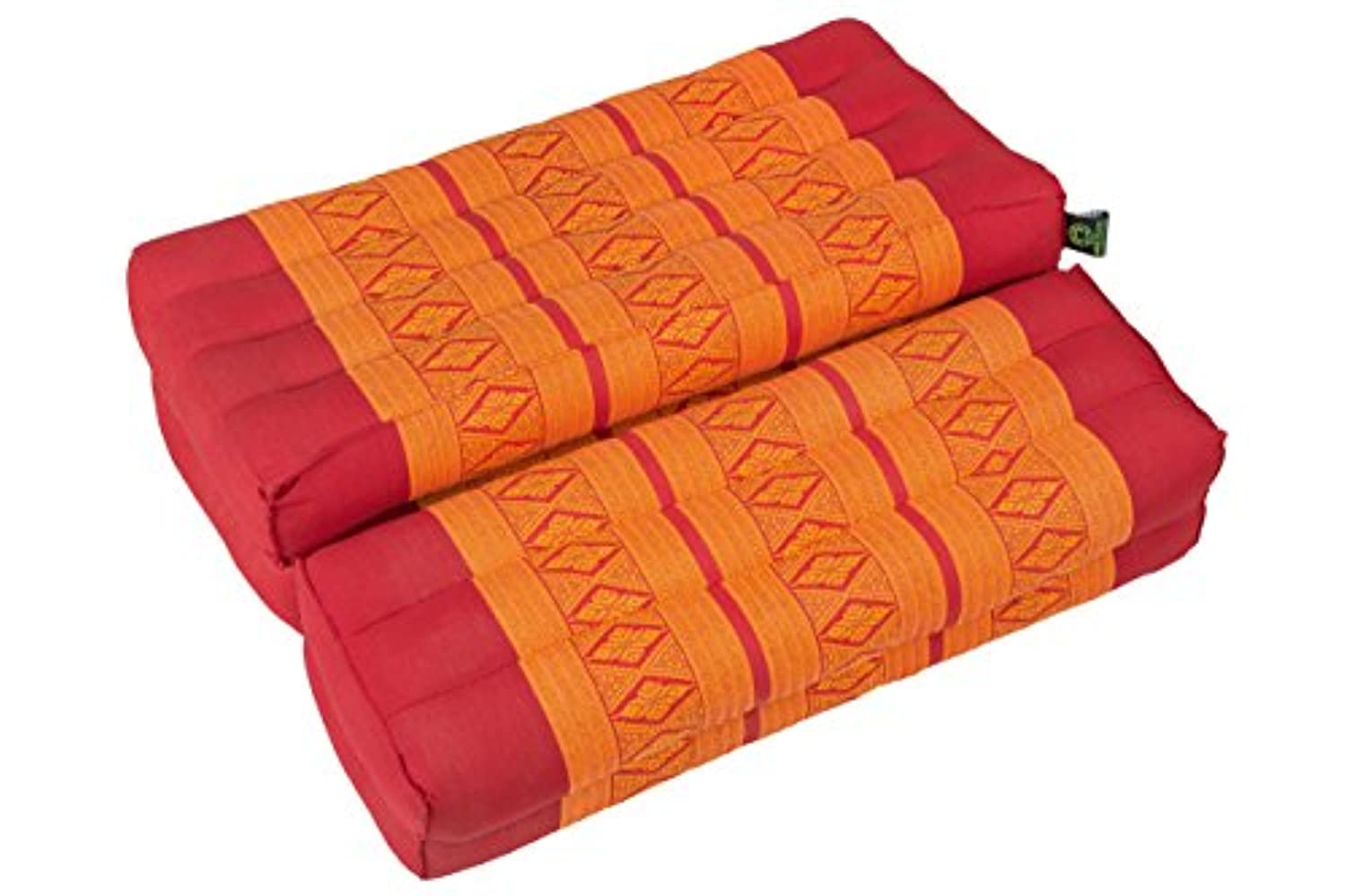 GABUR Kapok Dreams Foldable Meditation Cushion, 100% Kapok Zafu/Zabuton, Thai Design Orange & Red