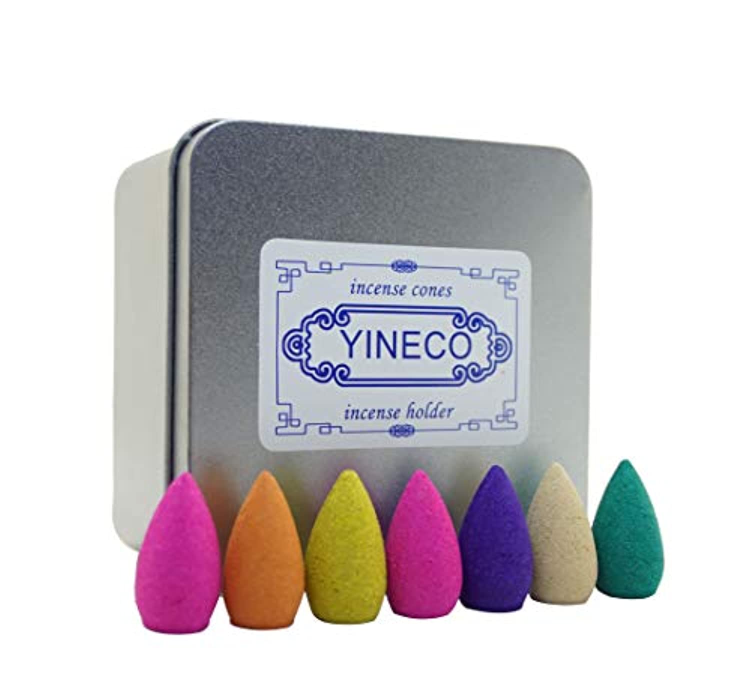 YINECO - Conos de incienso (70 unidades, 7 aromas naturales mezclados, aroma a fondo de incienso, flujo de agua, cono de incienso (embalado en caja)