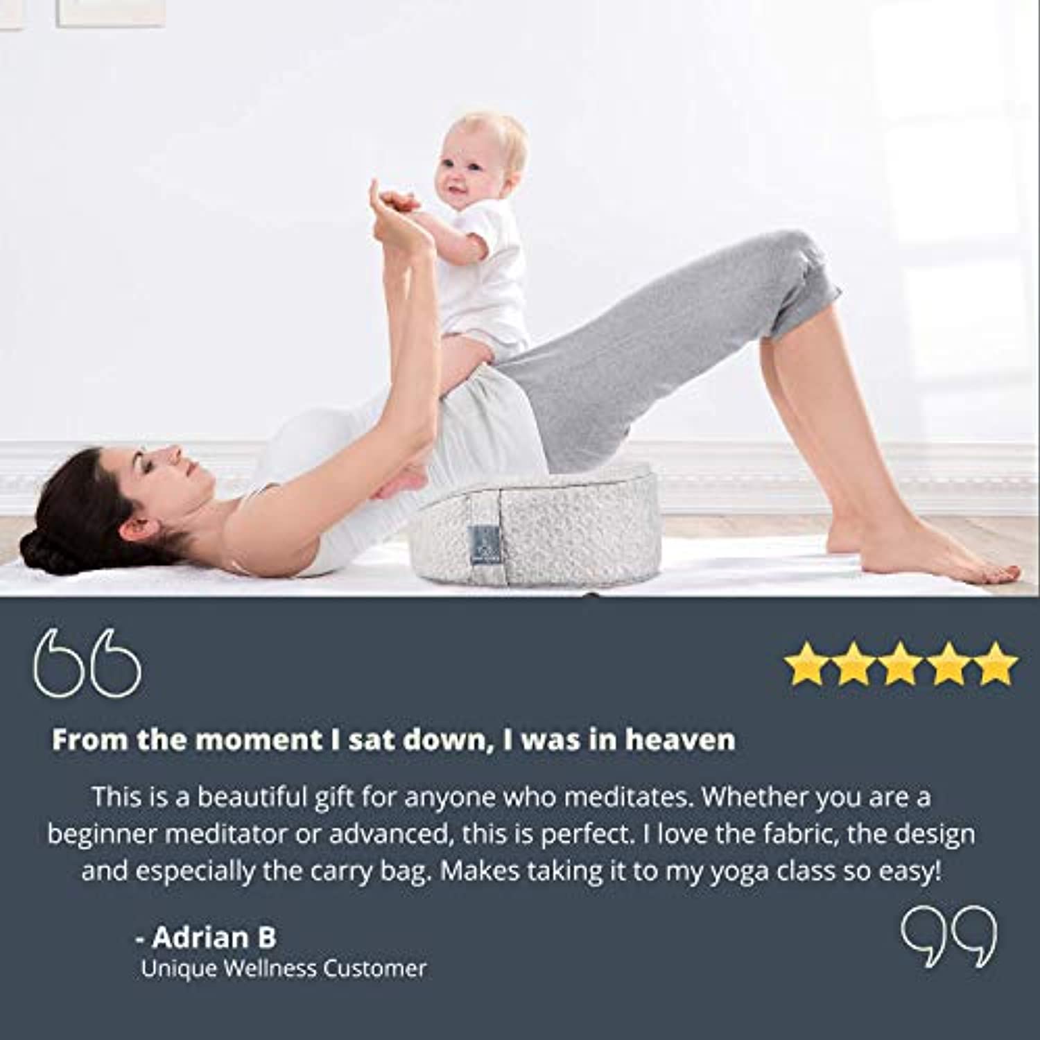 Cojín único de meditación de trigo sarraceno Wellness (17.2 x 13.2 in), almohadas de meditación para sentarse en el suelo, cojín de yoga para mujeres y hombres, bolsa de mano para viajes, con aroma a lavanda, lavable a máquina