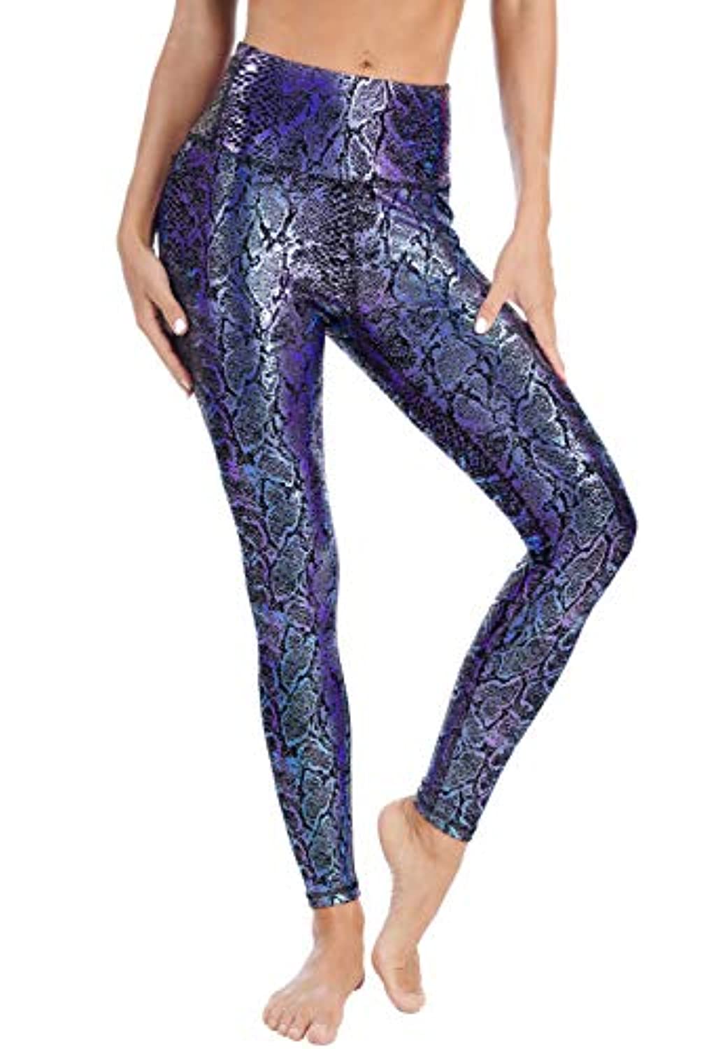 DOP DOVPOD Pantalones de yoga de talle alto con bolsillos patrón de entrenamiento deportivo running atlético Leggings