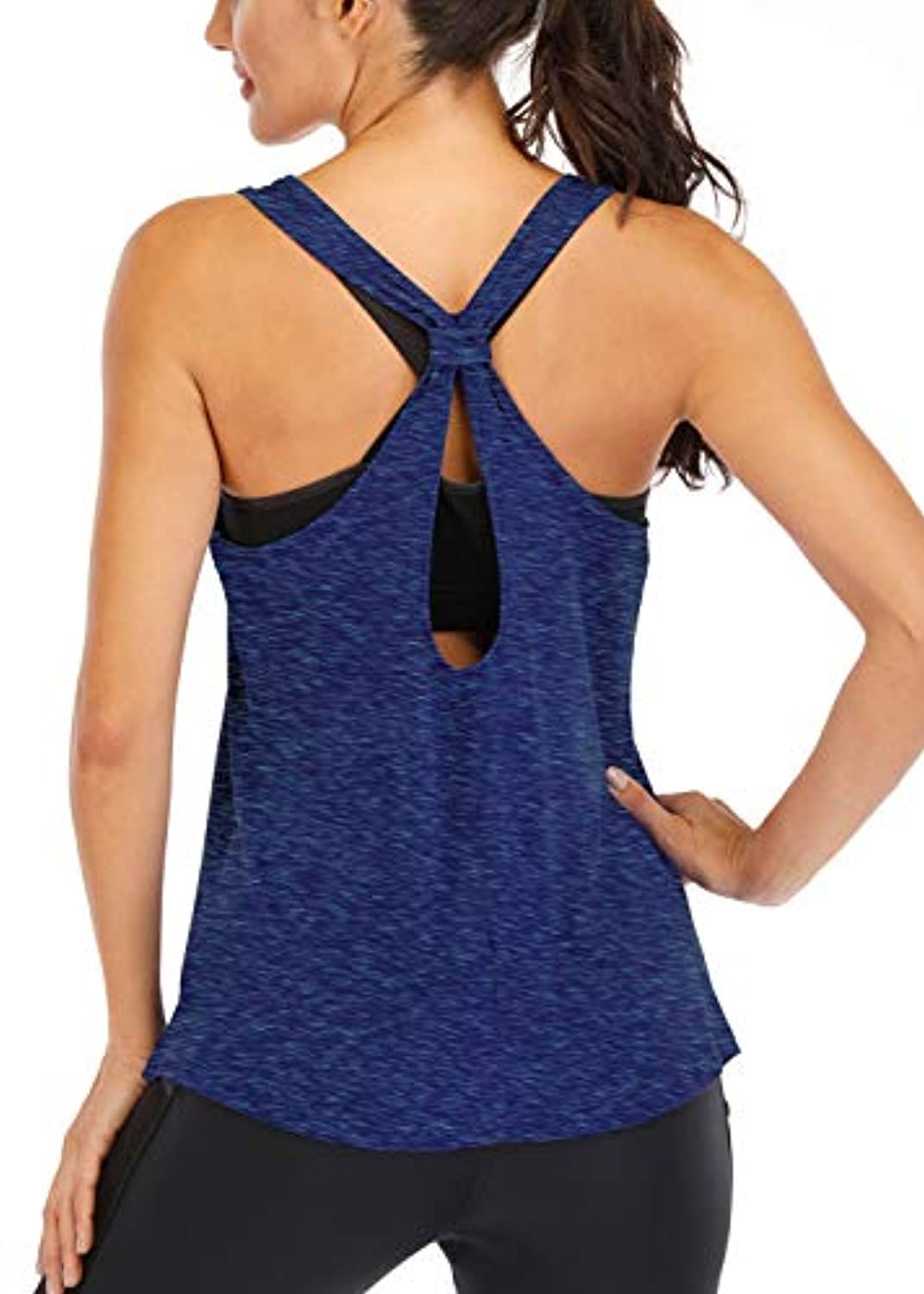 ICTIVE - Camiseta sin mangas de entrenamiento para mujer, para yoga, ajuste holgado, sin espalda, sin espalda, sin espalda, sin mangas, sin mangas, sin espalda, sin mangas, para gimnasio, tops de verano