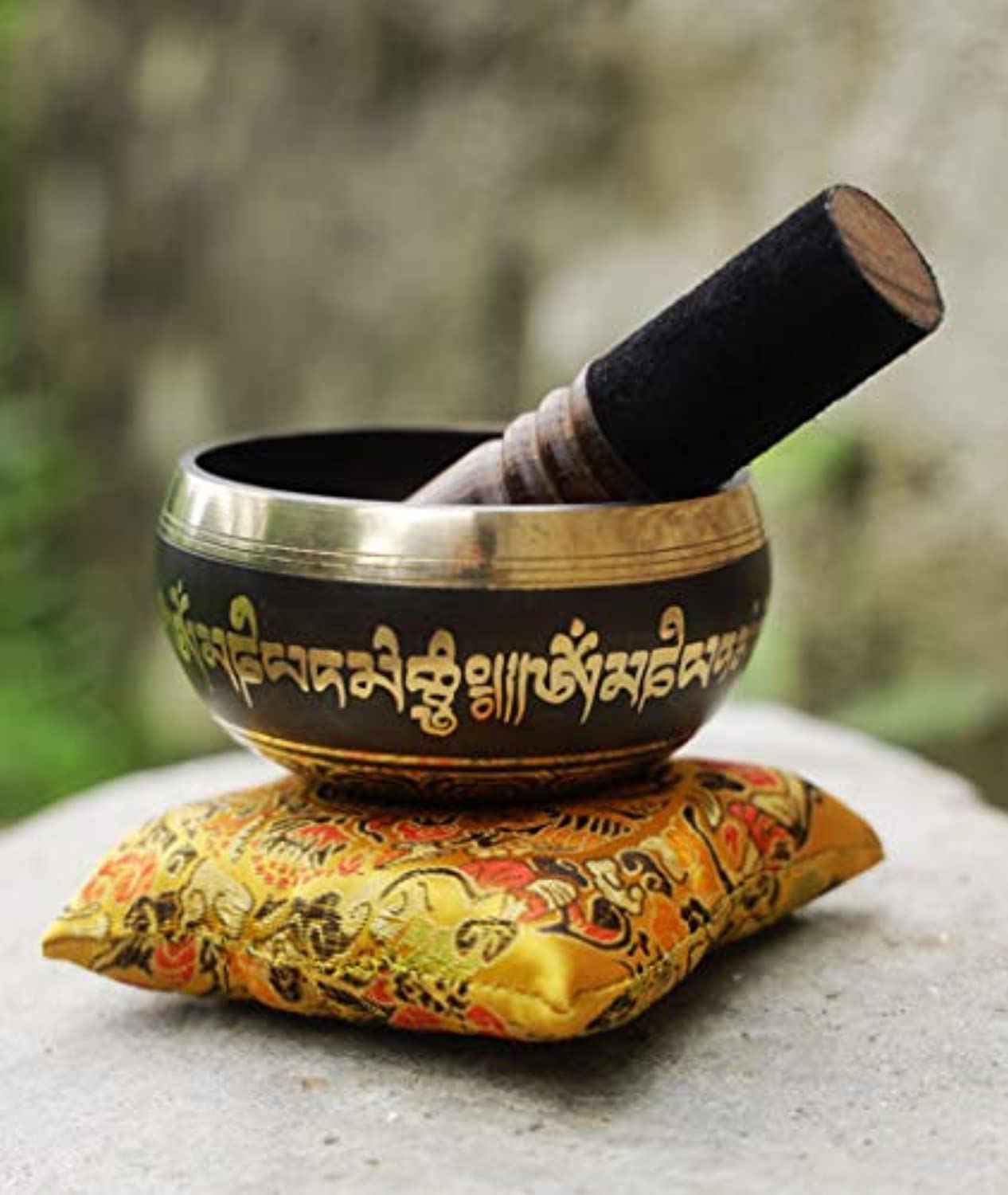 Set cuenco tibetano – Fácil de tocar, auténtico hecho a mano para meditación con sonido de chakra curativo por Himalayan Bazaar