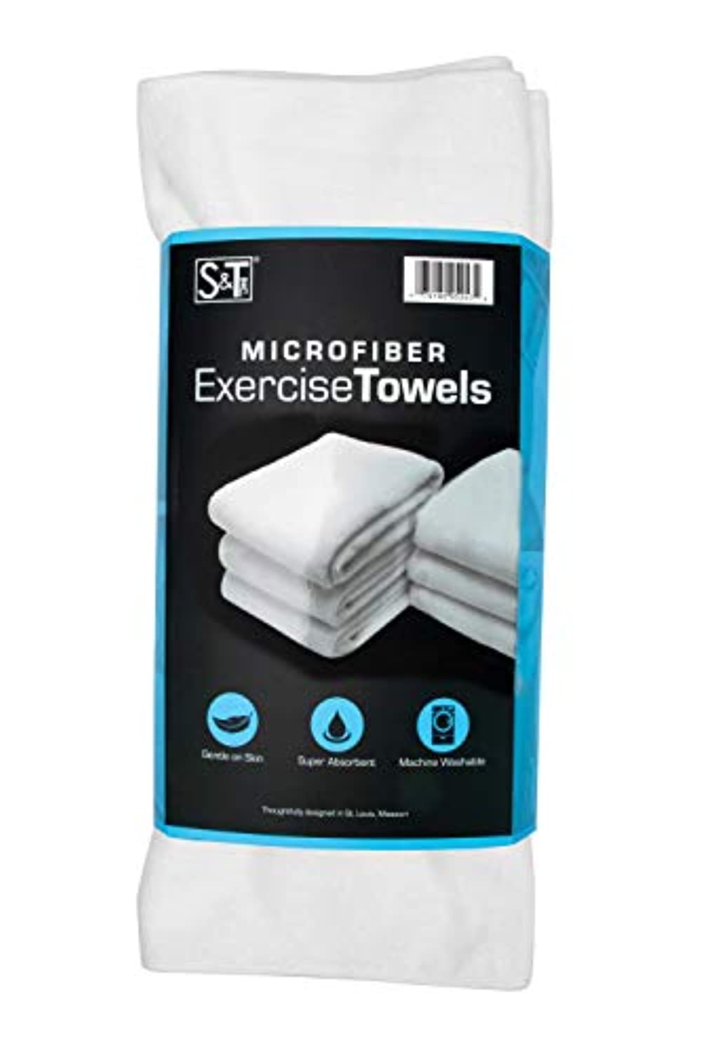 S&T Inc. - Toallas de microfibra para gimnasio (12.70 oz/m², 6 unidades, 16.0 x 27.0 in)