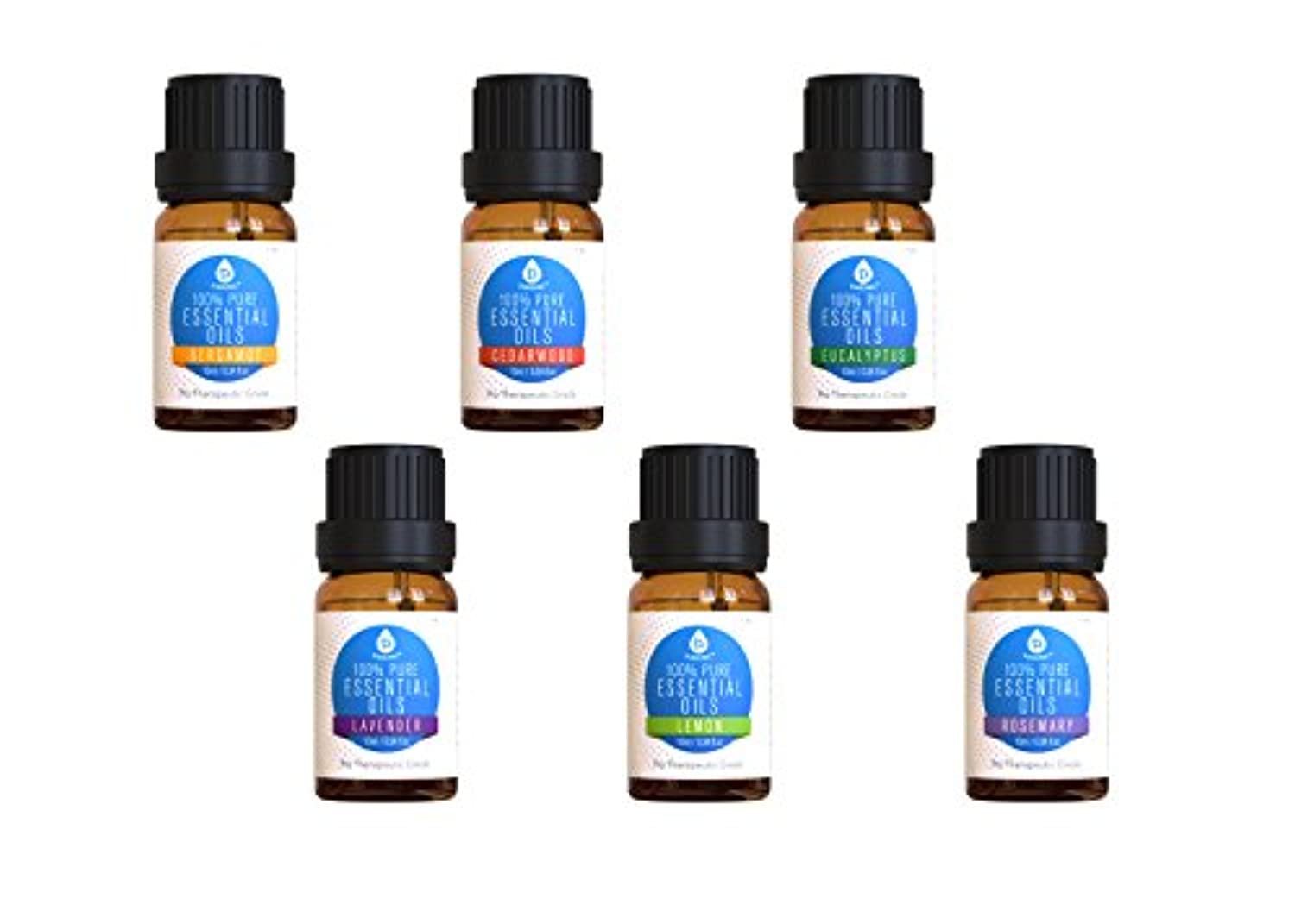 Pursonic 100% Pure Essential Aromatherapy Oils Gift Set-6 Pack , 10ML(Bergamot, Cedarwood, Eucalyptus, Lavender, Lemon, Rosemary.)