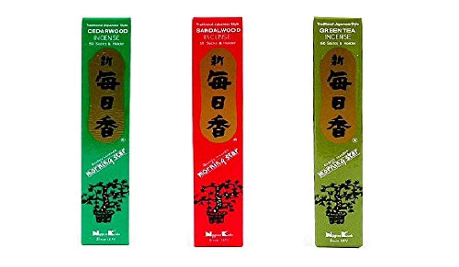 Nippon - Juego de 3 cajas de 50 varillas de incienso con diseño de estrella
