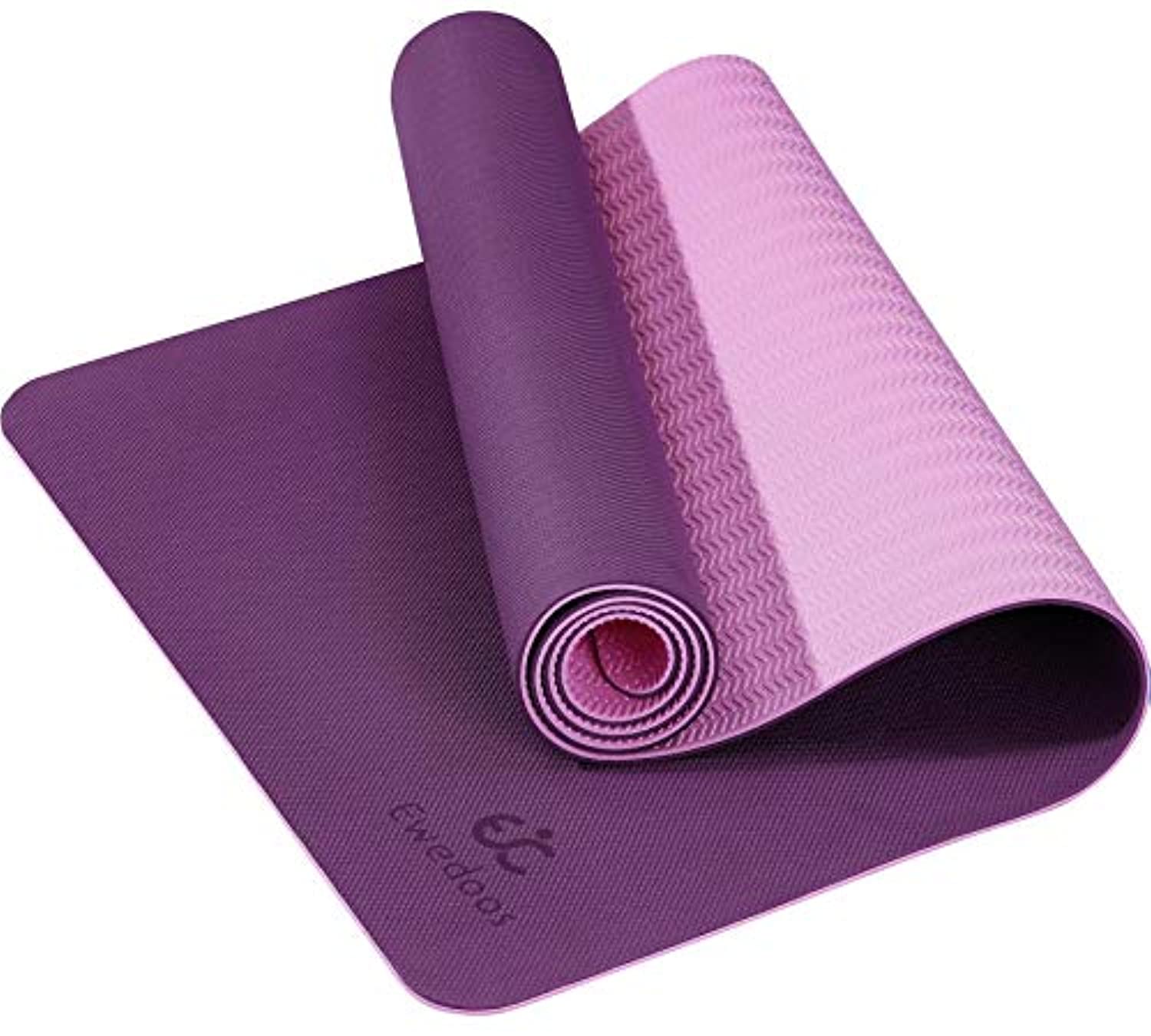 Ewedoos Esterilla de yoga antideslizante TPE Yoga Mat estera de ejercicio ecológico para yoga, pilates y ejercicio de piso, estera gruesa de fitness con correa de transporte incluida