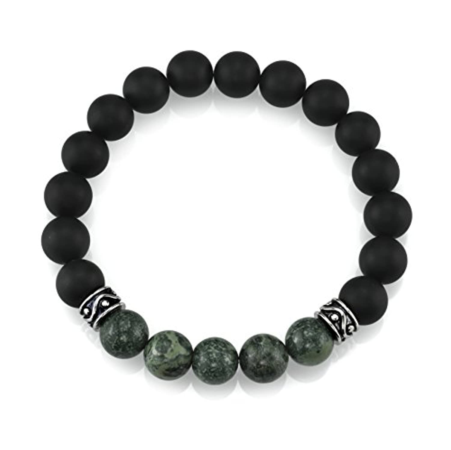 Spartan - Pulsera de cuentas para hombre con cuentas de plata de ley 925, ajustable, disponible en