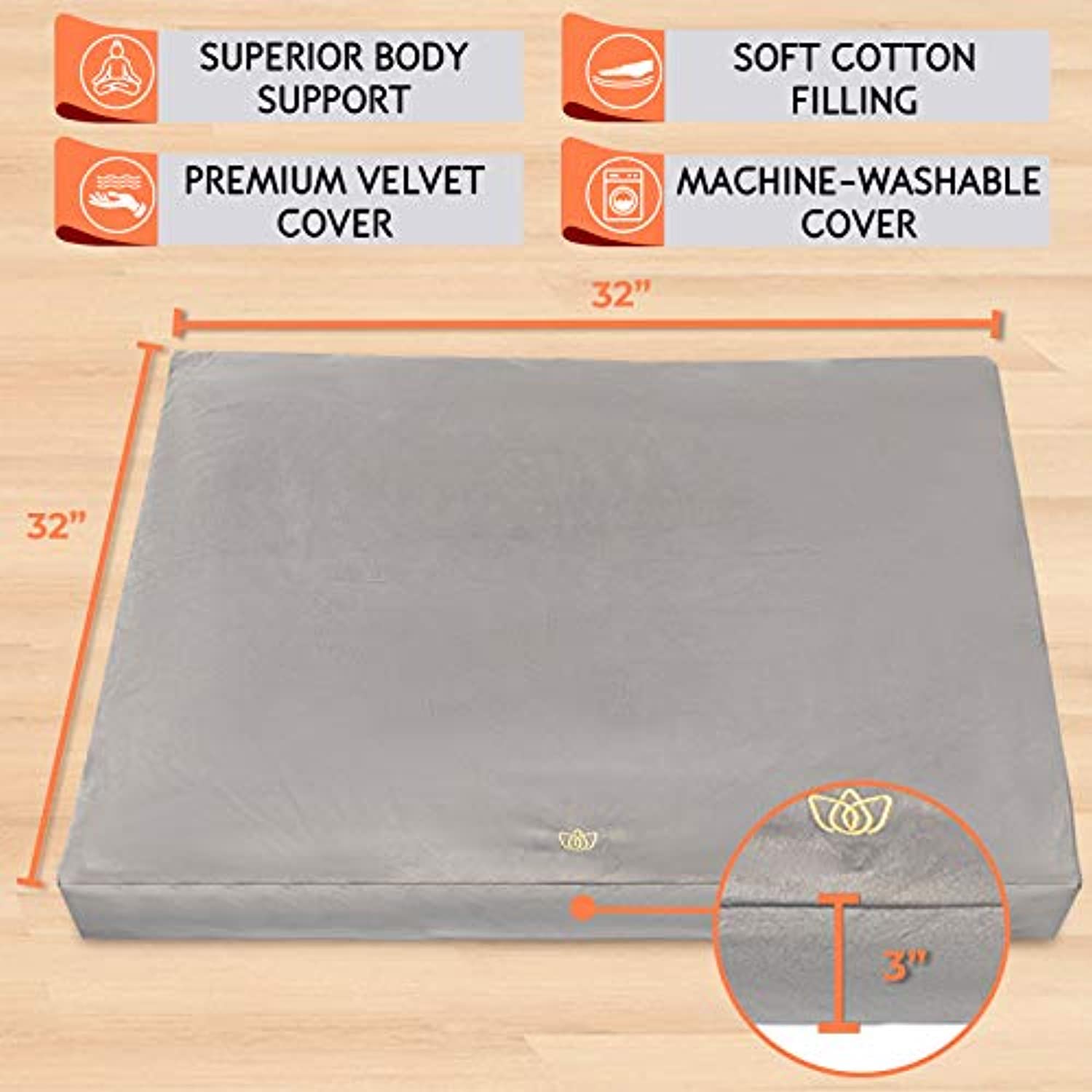 Florensi Meditation Cushion & Zabuton Meditation Mat Bundle- Premium Velvet Meditation Pillow for Women and Men,Washable Cover,Perfect Pair of Buckwheat Meditation Cushion & 100% Cotton Meditation Mat