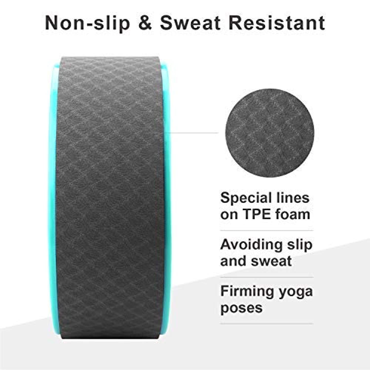 REEHUT - Rueda de yoga para dolor de espalda (12.0 x 5.0 in, rodillo de espalda y camilla con cojín grueso para Dharma Yoga pose, espalda y estiramiento)