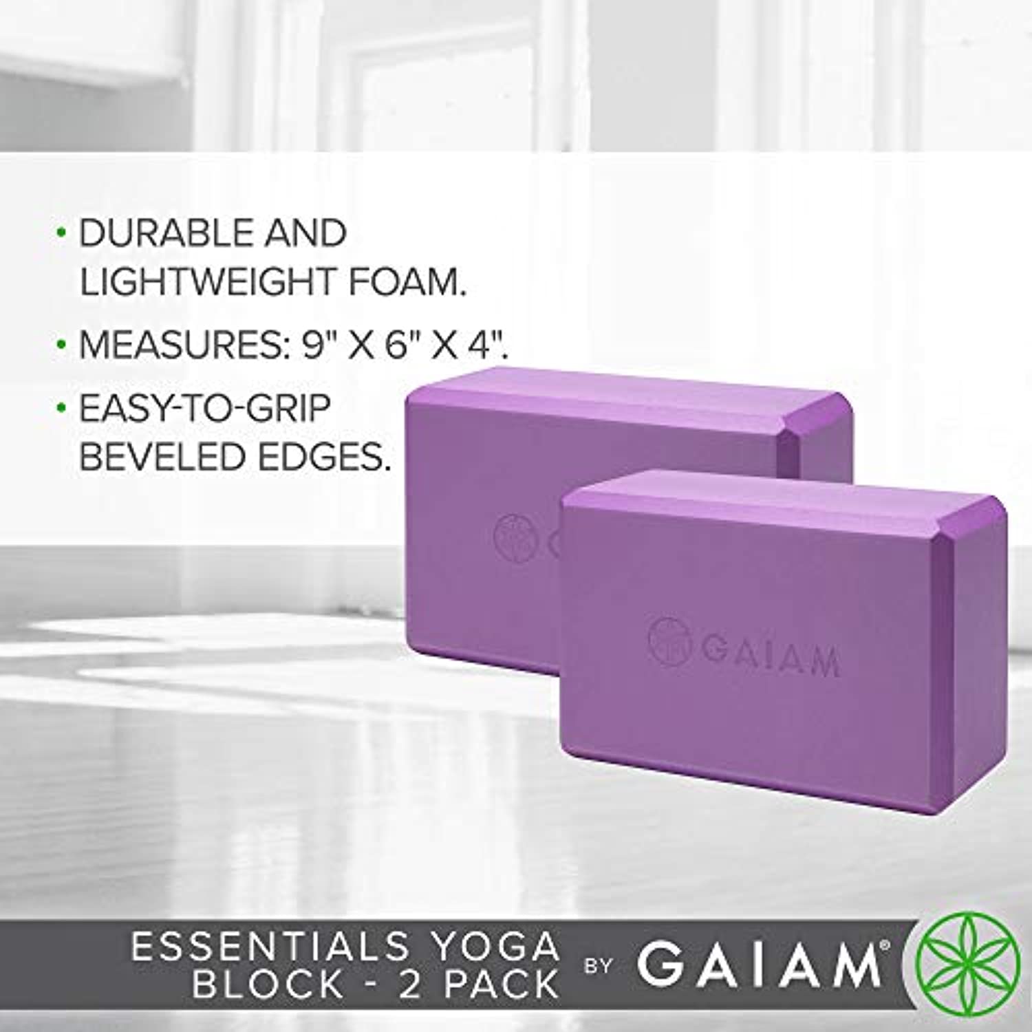 Gaiam Essentials - Bloque de yoga (set de 2), espuma de EVA suave y antideslizante, multiuso