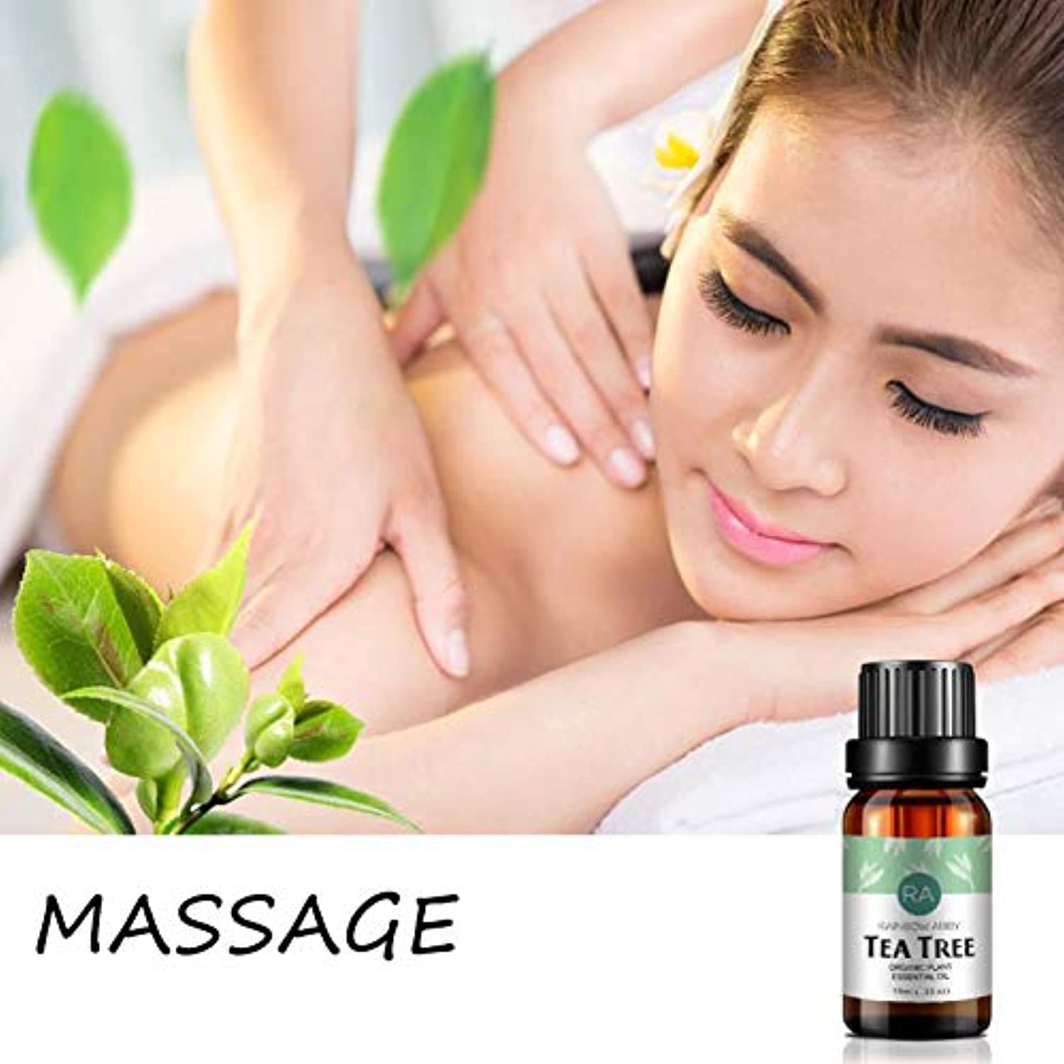 Aceites esenciales de árbol de té, 100 % aceite de olis natural puro, mejor grado terapéutico, cuidado de la piel, aromaterapia, masaje, 0.3 fl oz