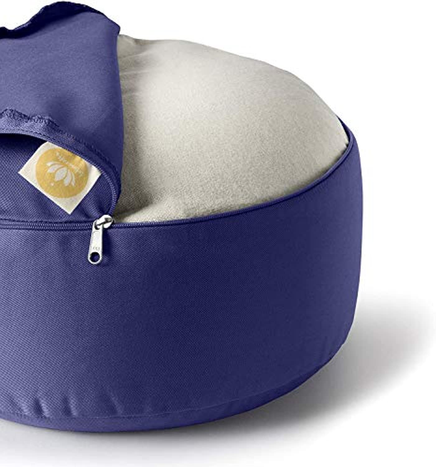 Lotuscrafts - Cojín de meditación redondo de loto – meditación cómoda y profunda – Altura 5.9 in – Funda lavable de algodón orgánico – Almohada de meditación