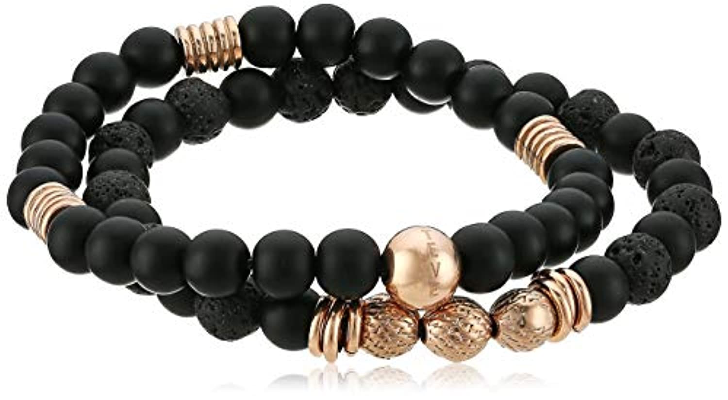 Steve Madden - Pulsera de acero inoxidable con textura de piedras preciosas simuladas de 7.5 in