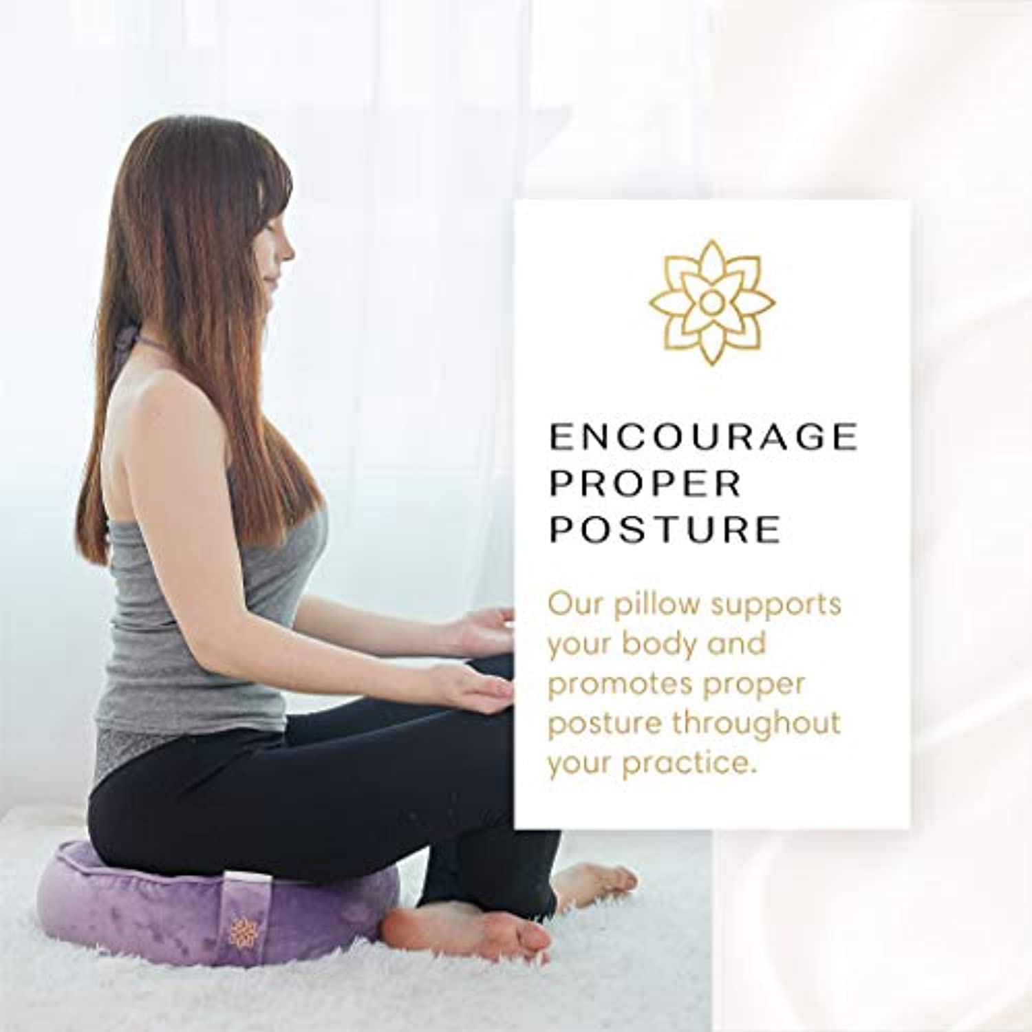 Cojín de meditación de terciopelo Mindful and Modern – Almohada de lujo Zafu para yoga – Almohada grande de meditación de trigo sarraceno con funda extraíble de lujo en seis colores