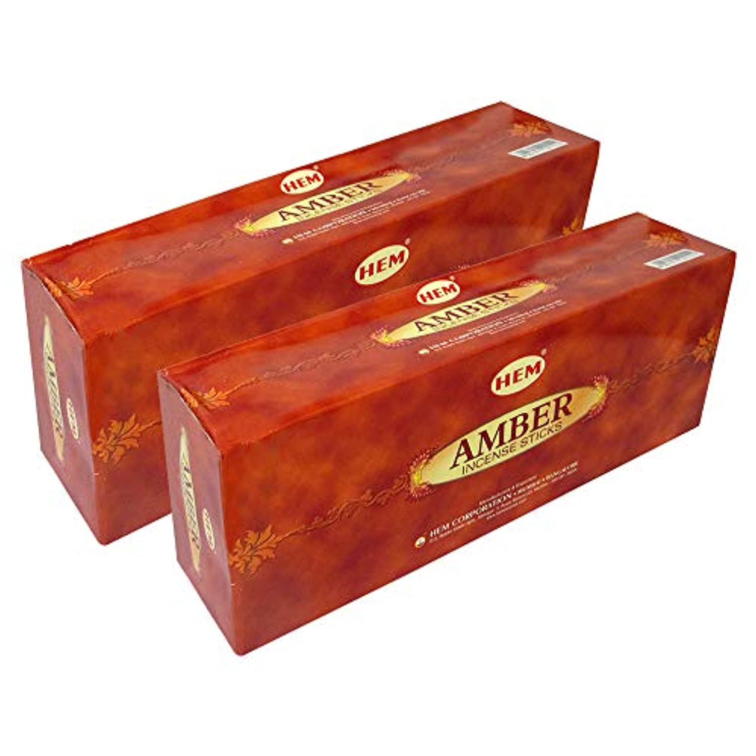 Hem Amber Agarbatti Pack de 12 cajas de incienso, 0.71 oz cada una, tradicionalmente enrolladas en la India fragancia aeromática natural para oraciones, meditación, relajación paz, espiritualidad positividad, curación