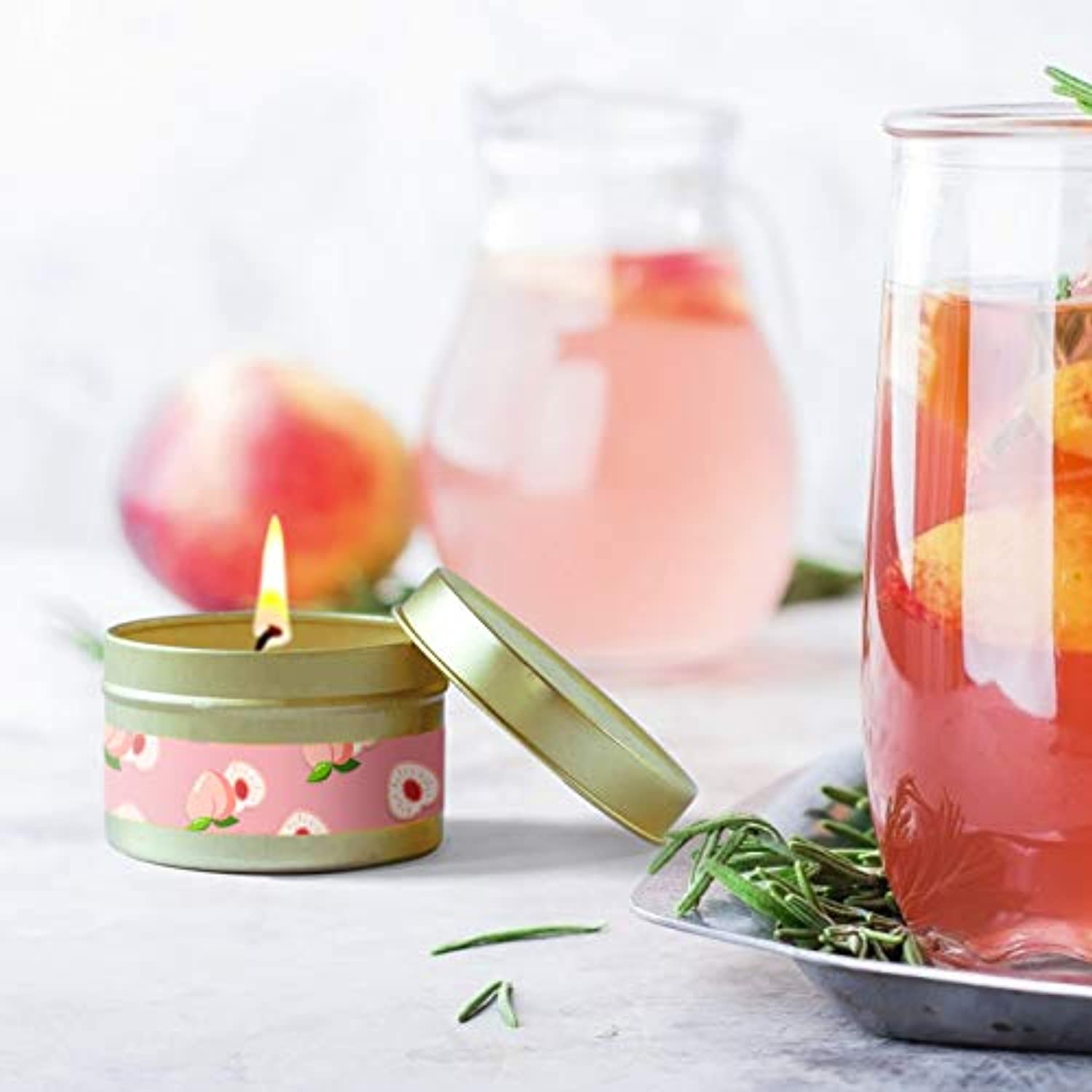 DERDUFT Velas perfumadas, juego de regalo de cera de soja, velas de aromaterapia para el día de la madre, 6 x 2.5 oz, baya, melocotón, cereza, pomelo, naranja de sangre, higo mediterráneo
