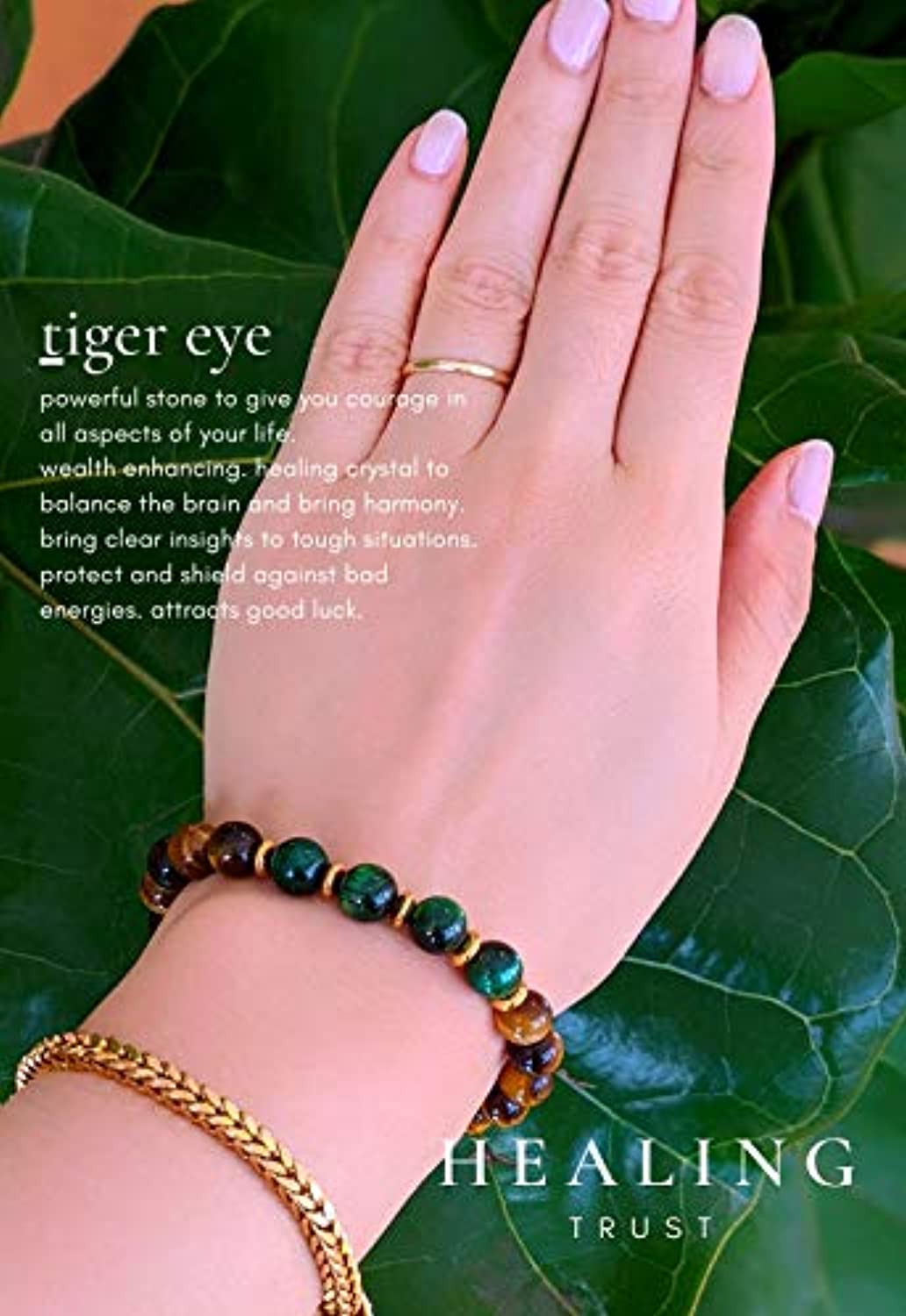 Pulsera de ojo de tigre marrón para hombres y mujeres + ojo de tigre verde, espaciadores de hematites dorados, 100% riqueza prosperidad suerte empresarial, pulseras curativas para hombres y mujeres