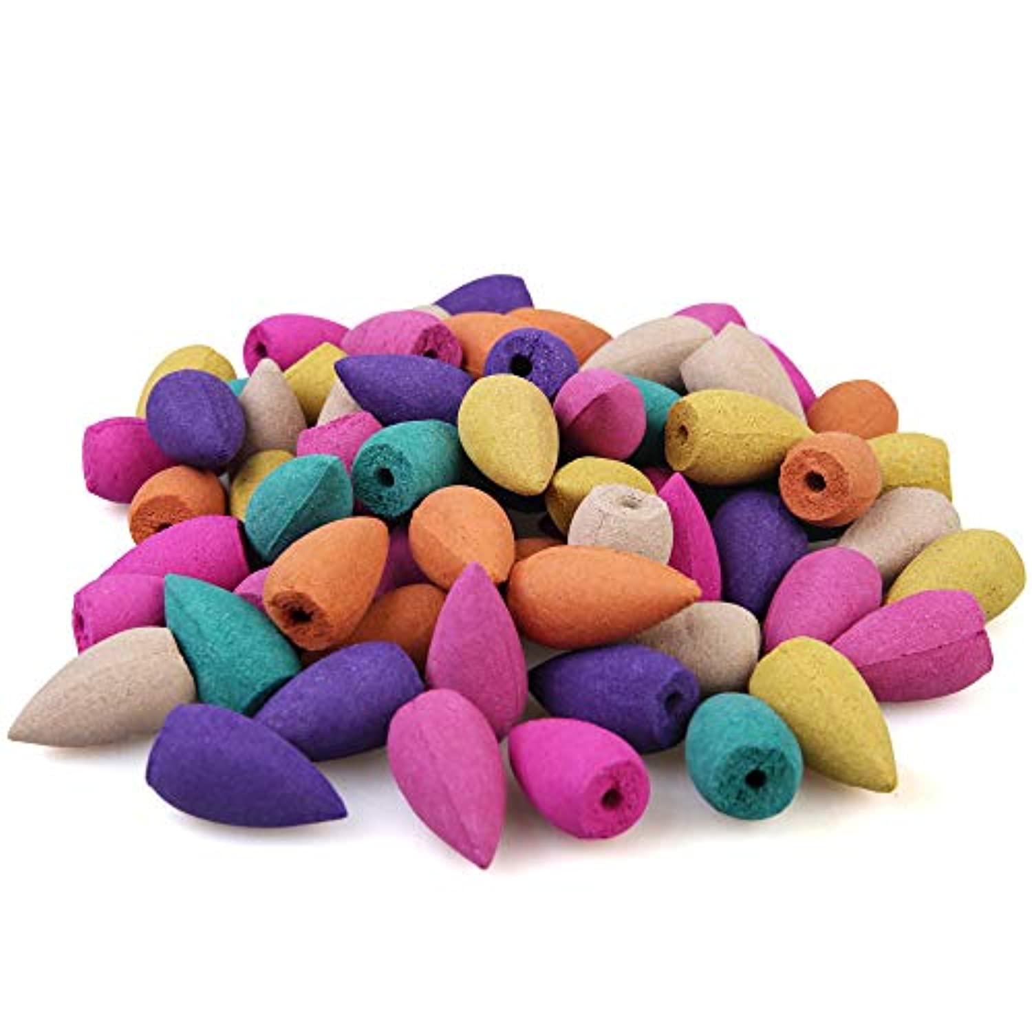 OTOFY - Conos de incienso de cascada con reflujo de 70 piezas, incienso de jazmín Osmanthus de lavanda verde té rosa sándalo madera mezclada natural palo de cocina fragante cono