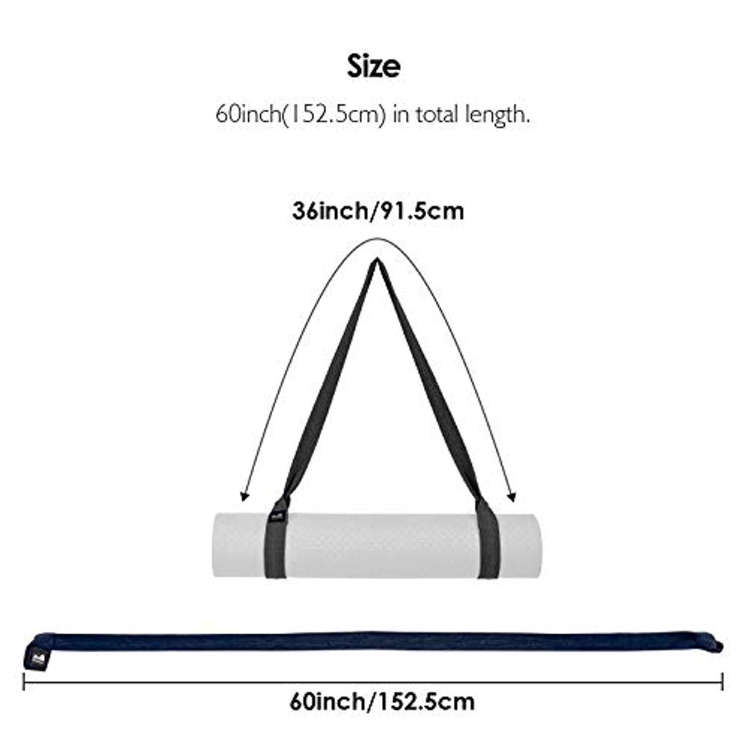 REEHUT - Correa para esterilla de yoga ajustable, para llevar y llevar la estera ajustable, se dobla como correa de yoga para una textura de algodón resistente (alfombrilla de yoga no incluida).