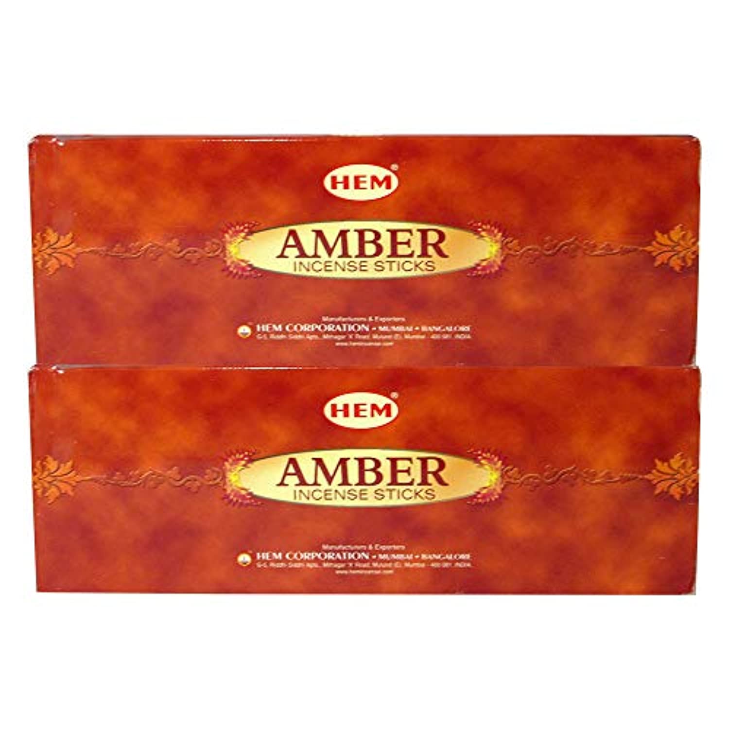 Hem Amber Agarbatti Pack de 12 cajas de incienso, 0.71 oz cada una, tradicionalmente enrolladas en la India fragancia aeromática natural para oraciones, meditación, relajación paz, espiritualidad positividad, curación
