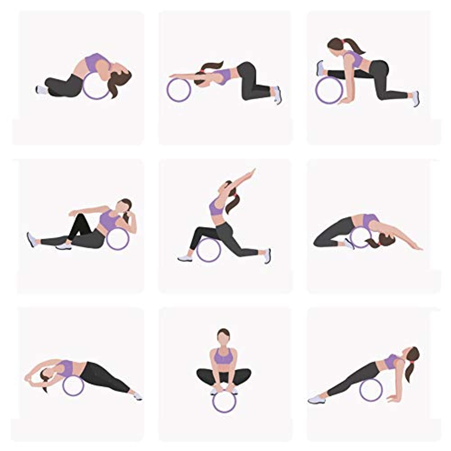 Rueda de yoga redder de 12.6 pulgadas de TPU Mandala, rueda de masaje para yoga, rodillo de espuma de apoyo para estiramiento para aumentar la flexibilidad y mejorar las curvas de espalda, práctica de yoga
