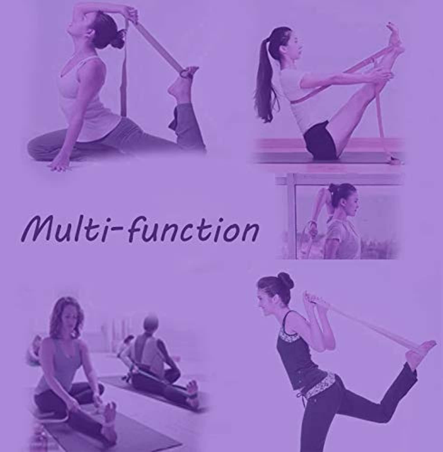 DQL - Correas de yoga multifunción para estiramiento, correas de yoga de algodón y 5.9 ft