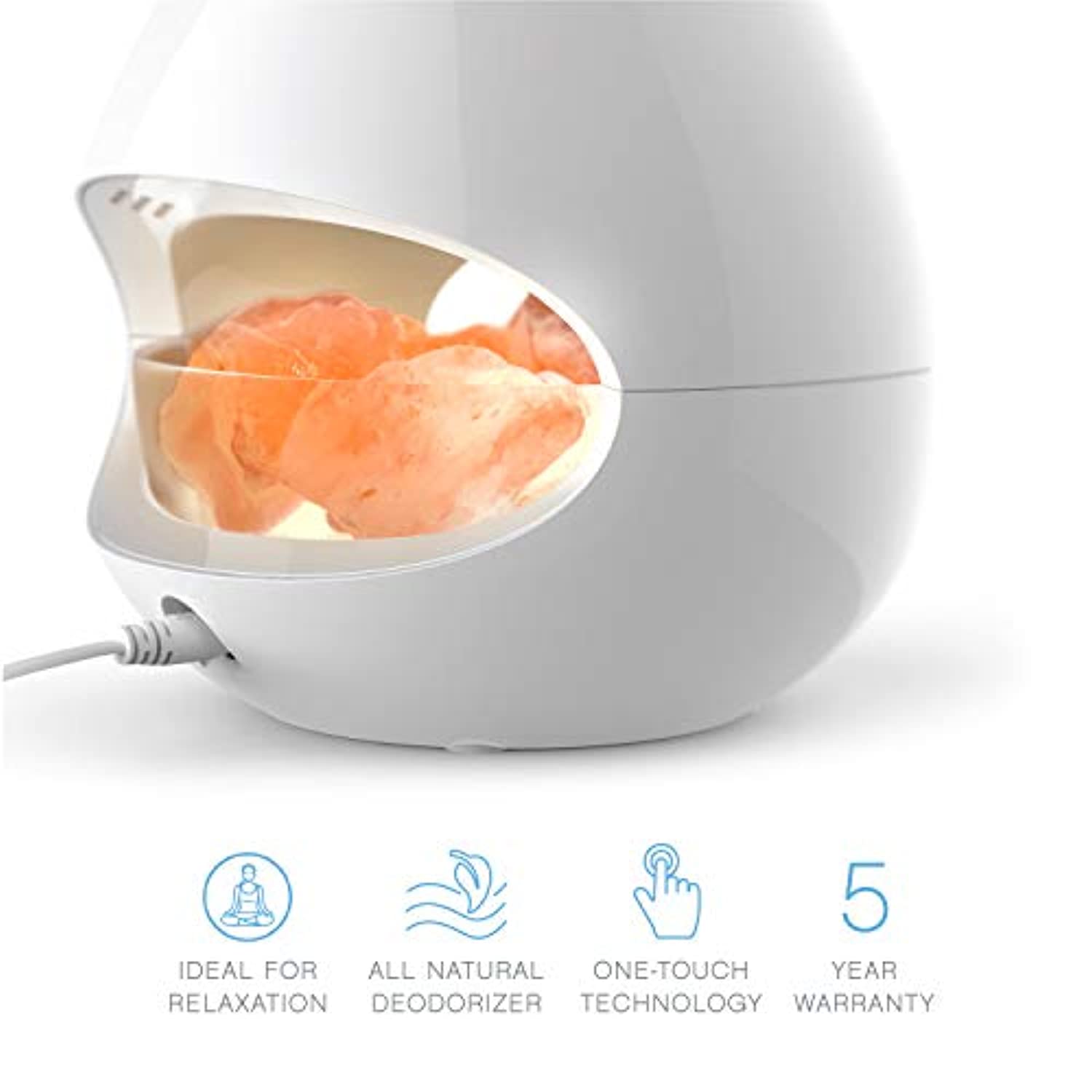 Pure Enrichment PureGlow Crystal - Lámpara de sal 2 en 1 de Himalaya y difusor de aceite esencial ultrasónico con casquillos de sal de Himalaya 100% puros, 3 bombillas halógenas y 5 ajustes de luz hechos a mano