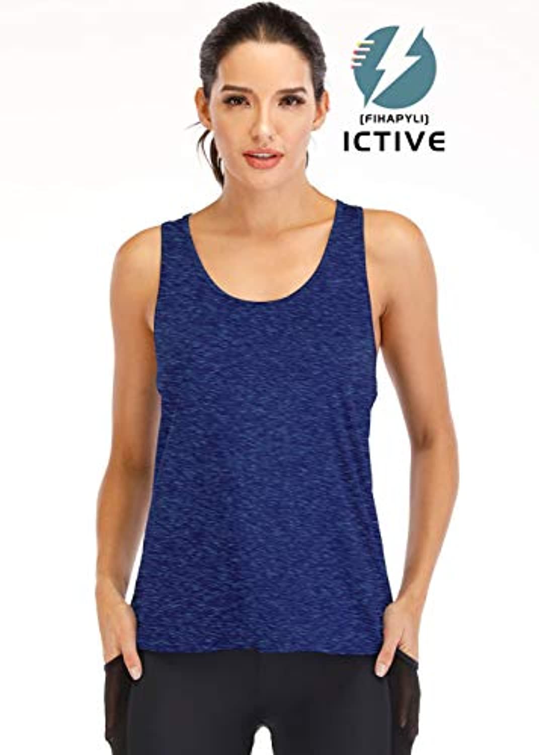 ICTIVE - Camiseta sin mangas de entrenamiento para mujer, para yoga, ajuste holgado, sin espalda, sin espalda, sin espalda, sin mangas, sin mangas, sin espalda, sin mangas, para gimnasio, tops de verano