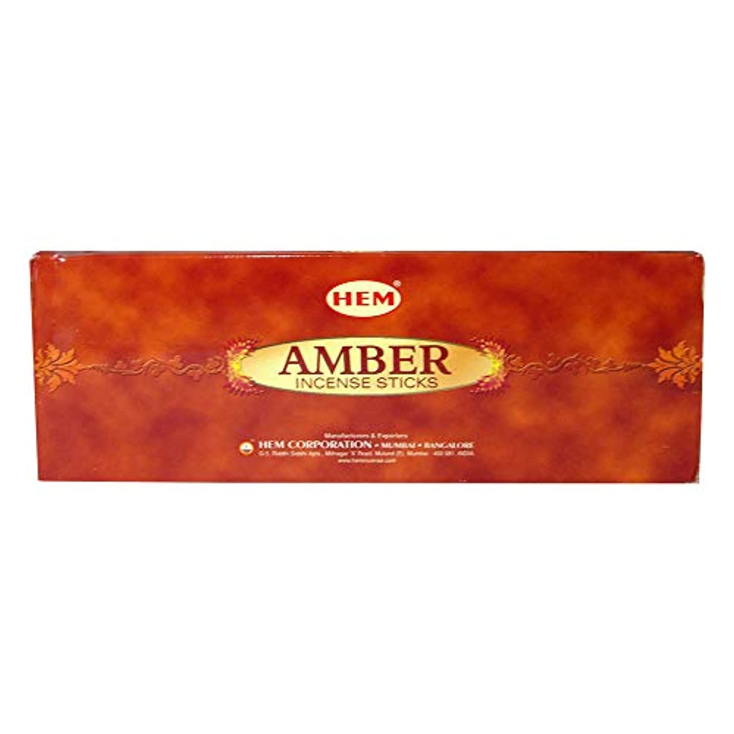 Hem Amber Agarbatti Pack de 12 cajas de incienso, 0.71 oz cada una, tradicionalmente enrolladas en la India fragancia aeromática natural para oraciones, meditación, relajación paz, espiritualidad positividad, curación