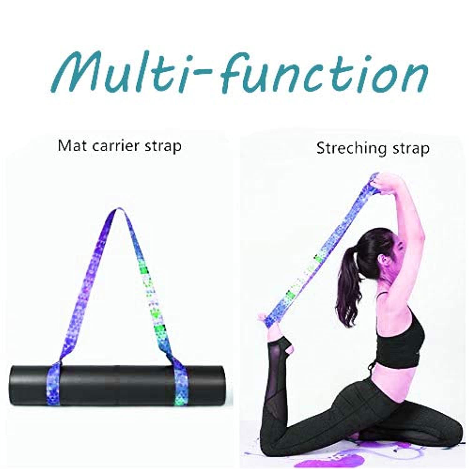 DQL - Correas de yoga multifunción para estiramiento, correas de yoga de algodón y 5.9 ft