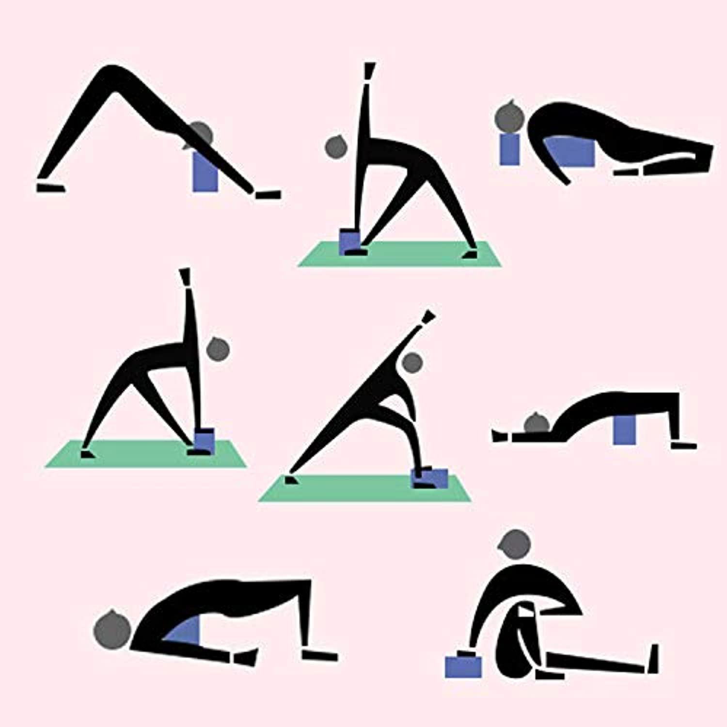 Techsea Bloque de yoga, 2 paquetes de ladrillos de espuma EVA de alta densidad, superficie antideslizante suave para yoga, pilates, meditación, entrenamiento
