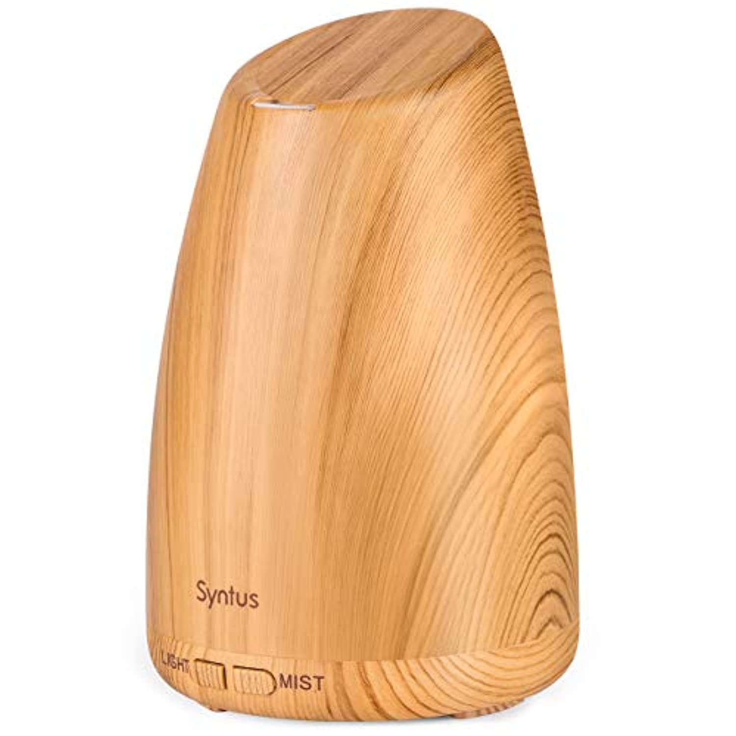 Syntus Difusor de aceite esencial de 5.1 fl oz, difusor ultrasónico de grano de madera con modo de niebla ajustable y apagado automático sin agua para oficina en casa