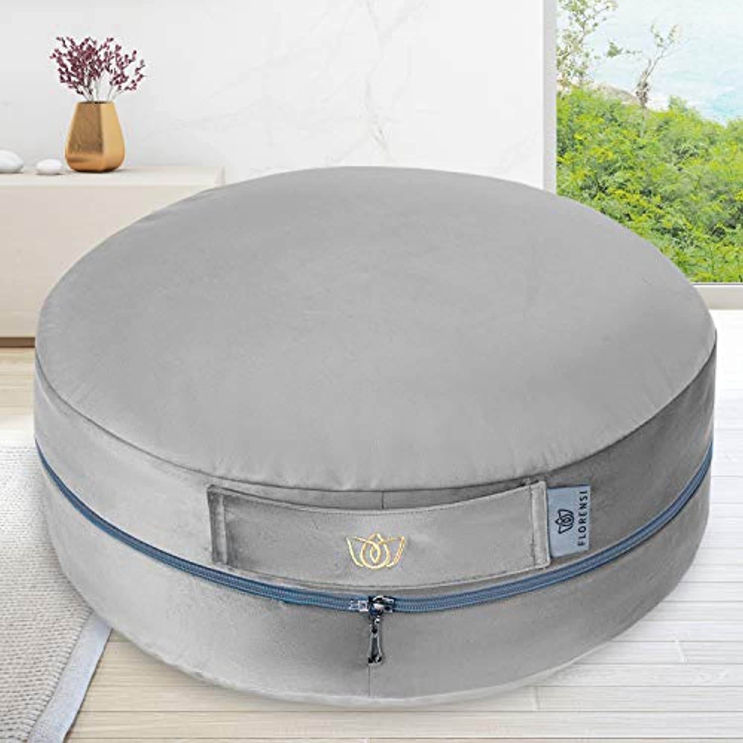 Florensi - Cojín de meditación ajustable (16.0 x 16.0 x 6.2 in), almohada de meditación de terciopelo grande, almohada de yoga premium para mujeres y hombres, cojín de yoga, cojines de meditación de trigo sarraceno, altura ajustable