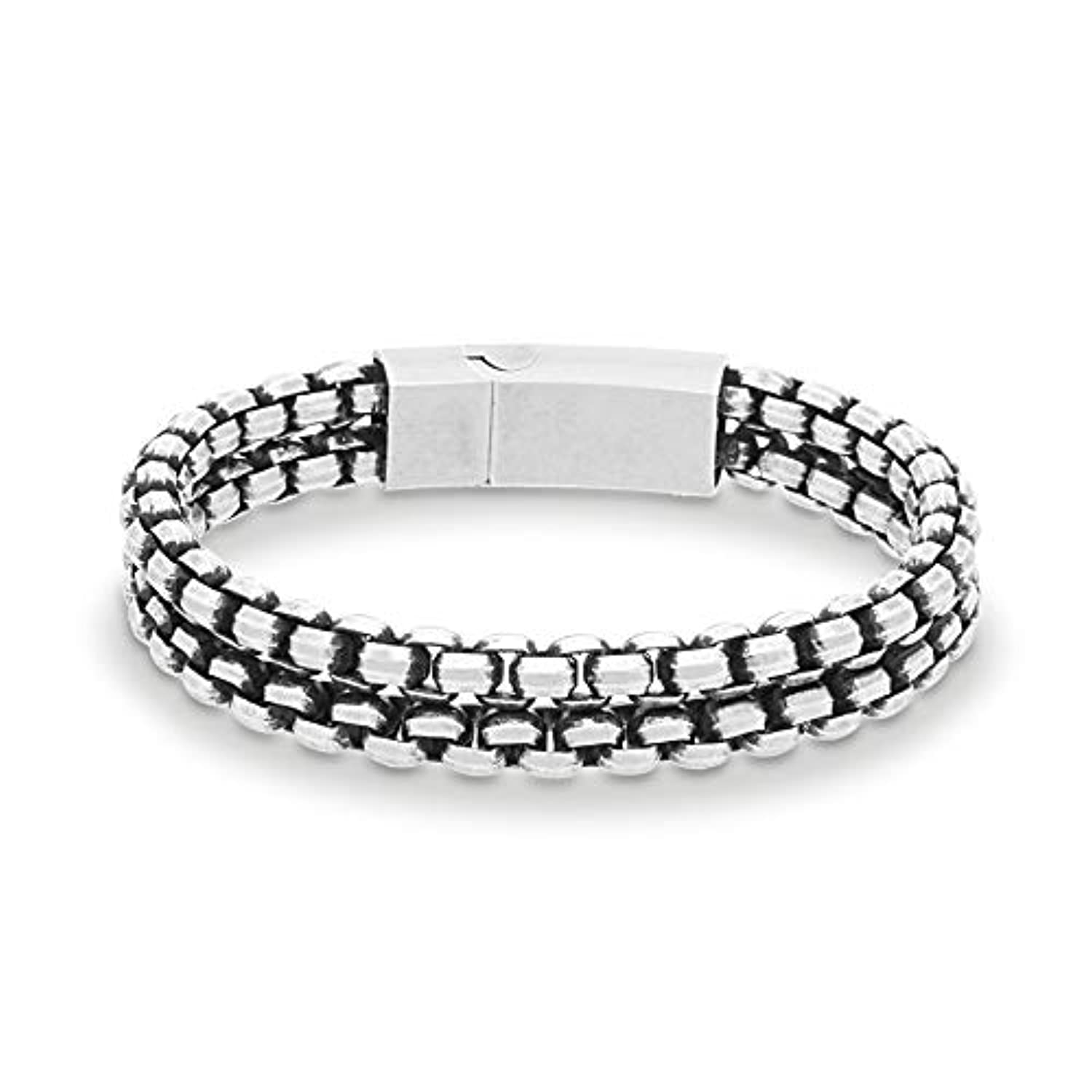 Steve Madden - Pulsera de cadena de acero inoxidable para hombre, 8.0 in