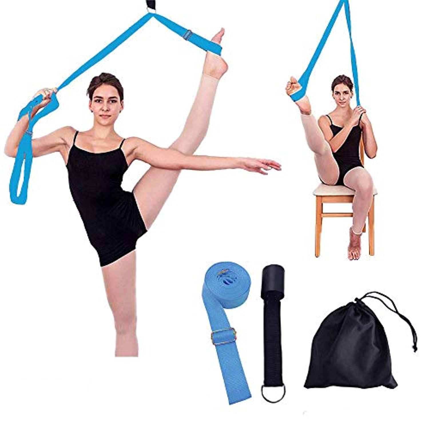 Pierna de ballet de yoga, elástico, fijación de puerta, obtener más flexible, flexibilidad y estiramiento de las correas de las piernas – ideal para gimnasia de bailes de cerezo o cualquier entrenamiento deportivo Premium elástico Fitness equipamiento ban
