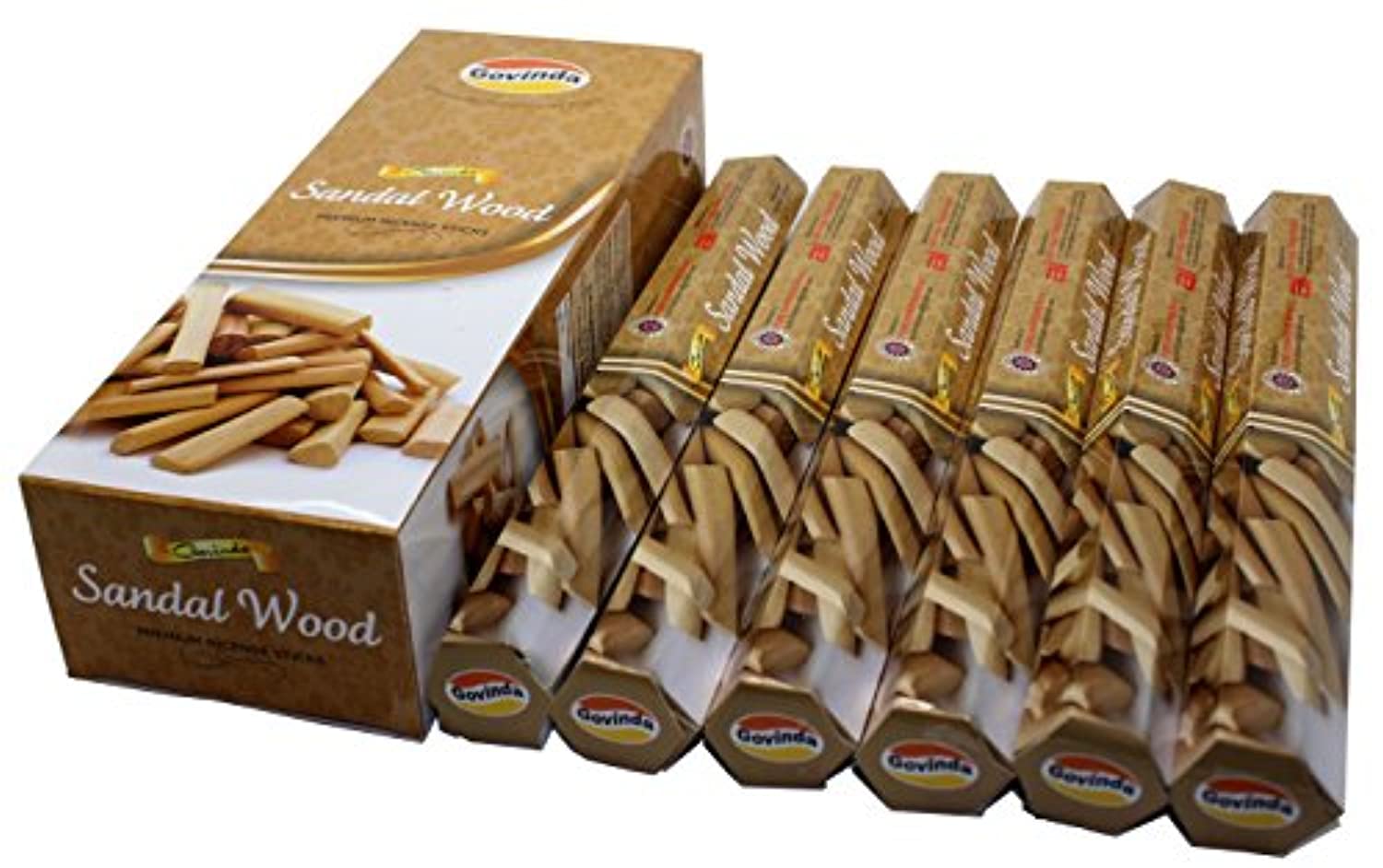 Govinda Incense - Sandal Wood - 120 Incense Sticks, Premium Incense, Masala Coated
