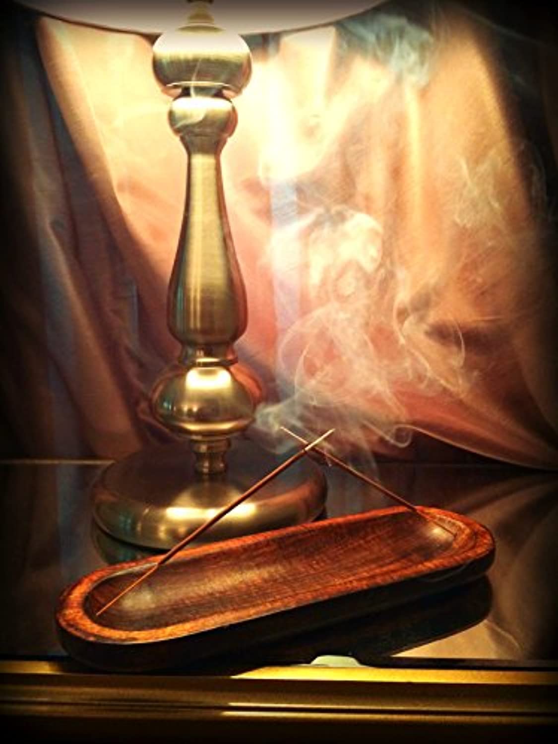 Quemador de incienso Gift Set – Mejor En Catching todas las cenizas, – Grande, Double Wide Holds 2 Sticks. trough-style Madera Ceniza Catcher y 20 – Varillas de incienso NUEVO de sensari