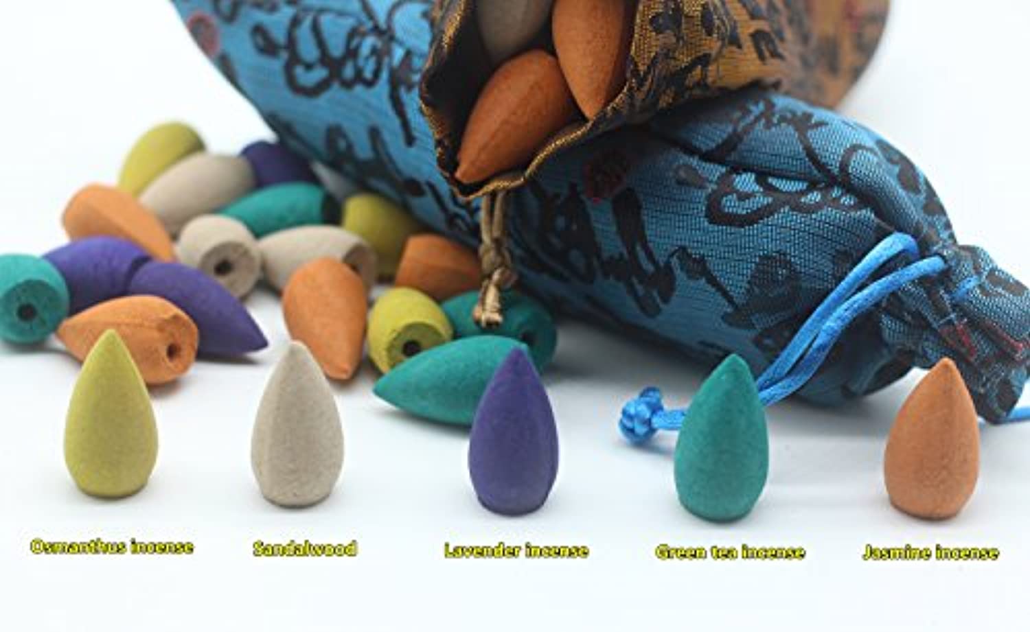 Conos de incienso de osmanthus, jazmín, lavanda, té verde, sándalo. 100 unidades