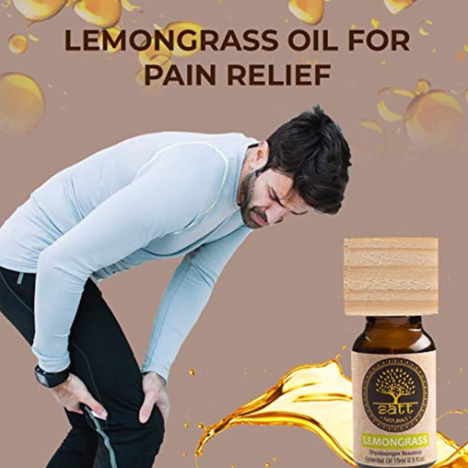 Lemongrass 100% puro aceite esencial de aromaterapia natural 0.5 oz en hermosa caja de madera de pino