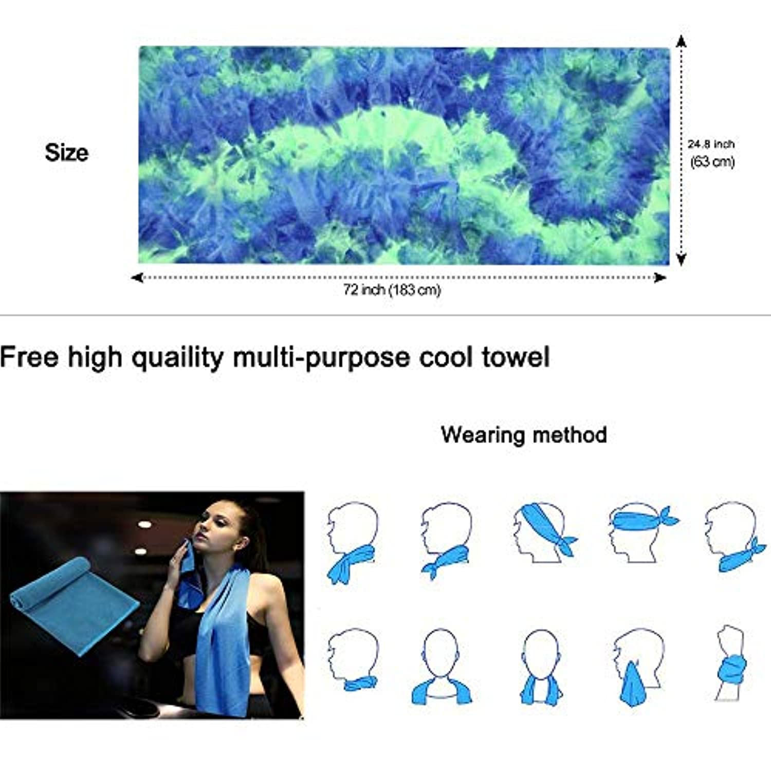 Toalla de secado rápido, antideslizante, 72 x 24.8 pulgadas, Tapete de yoga, supersuave, absorbente del sudor, antideslizante, para yoga caliente, tamaño perfecto para ejercicios de yoga, ideal para yoga caliente y pilates