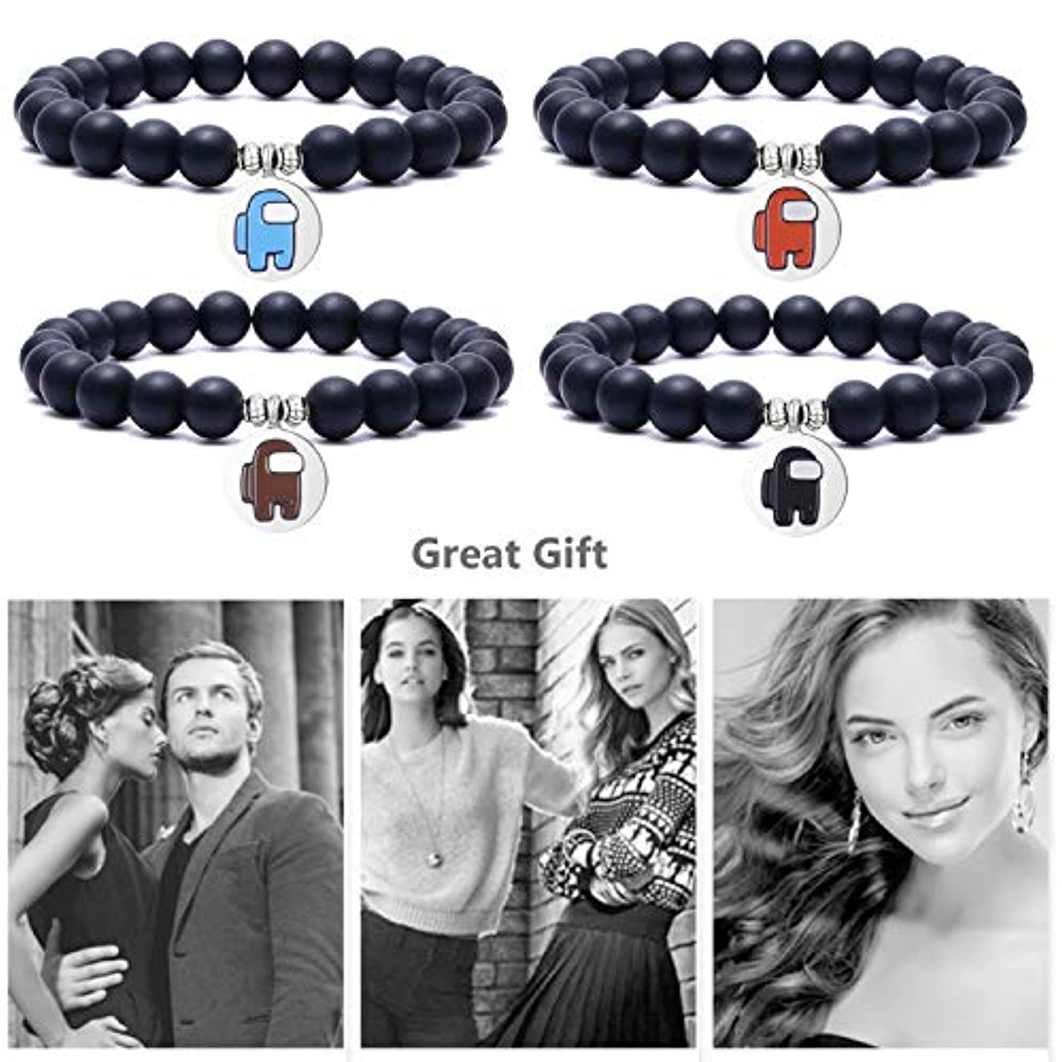 COLOYAN 4 piezas entre nosotros pulseras de cuentas para hombres y mujeres tripulantes juego impostor entre nosotros fans regalos