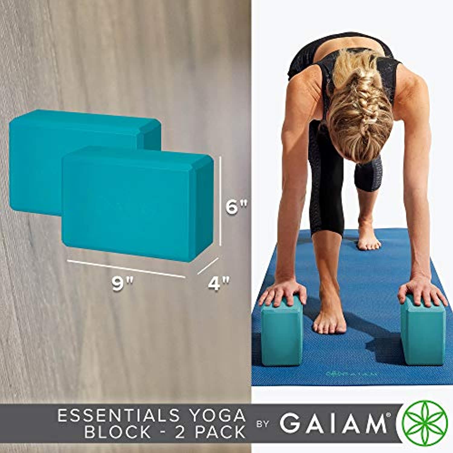 Gaiam Essentials - Bloque de yoga (set de 2), espuma de EVA suave y antideslizante, multiuso