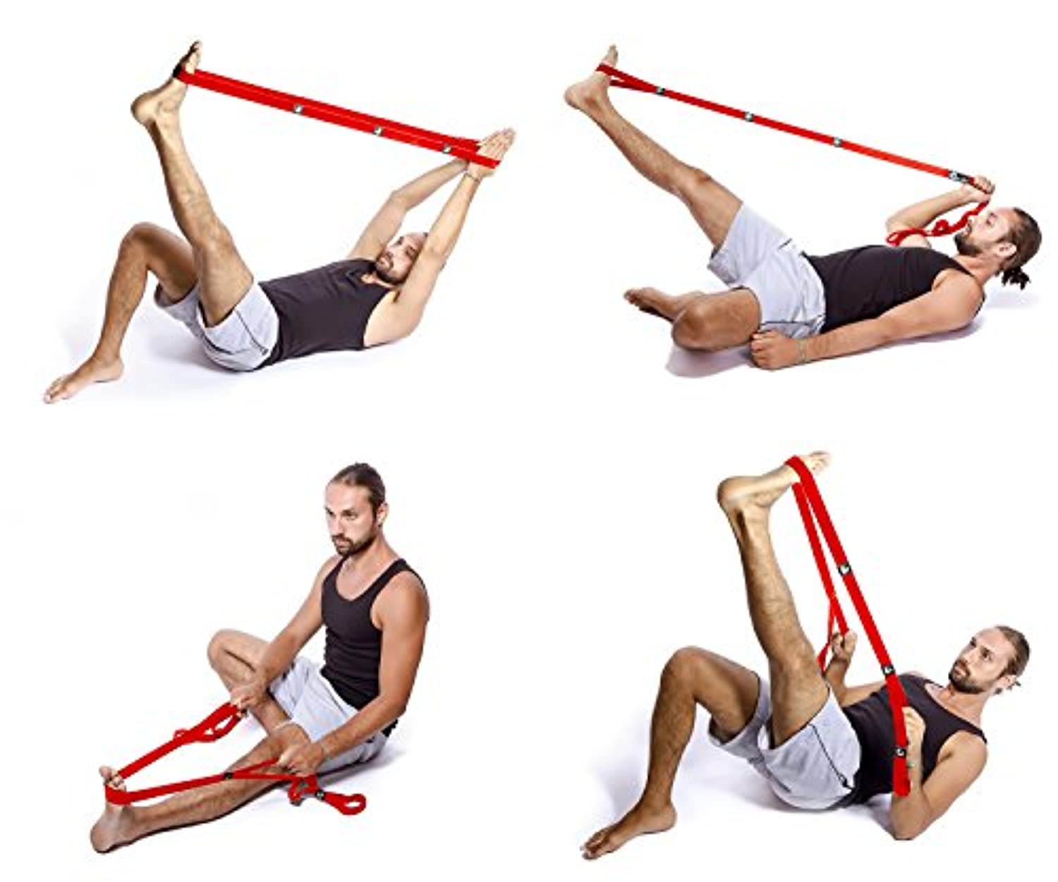 Correa de yoga EVO para estirar con 10 bucles, elástica o no elástica, tela suave | fuerte resistencia | viene con libro electrónico de ejercicios y tutoriales en vídeo en línea