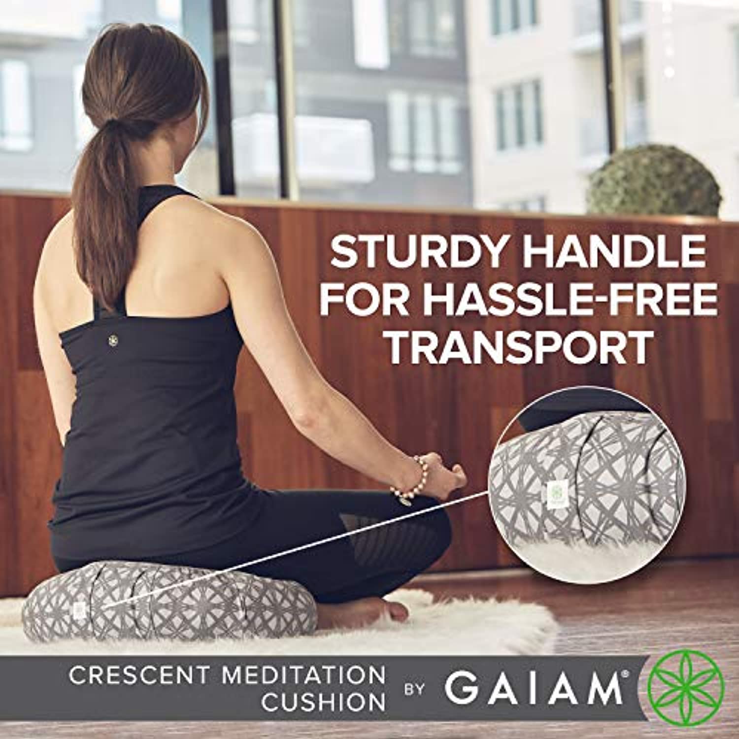 Gaiam - Cojín de meditación, diseño de media luna