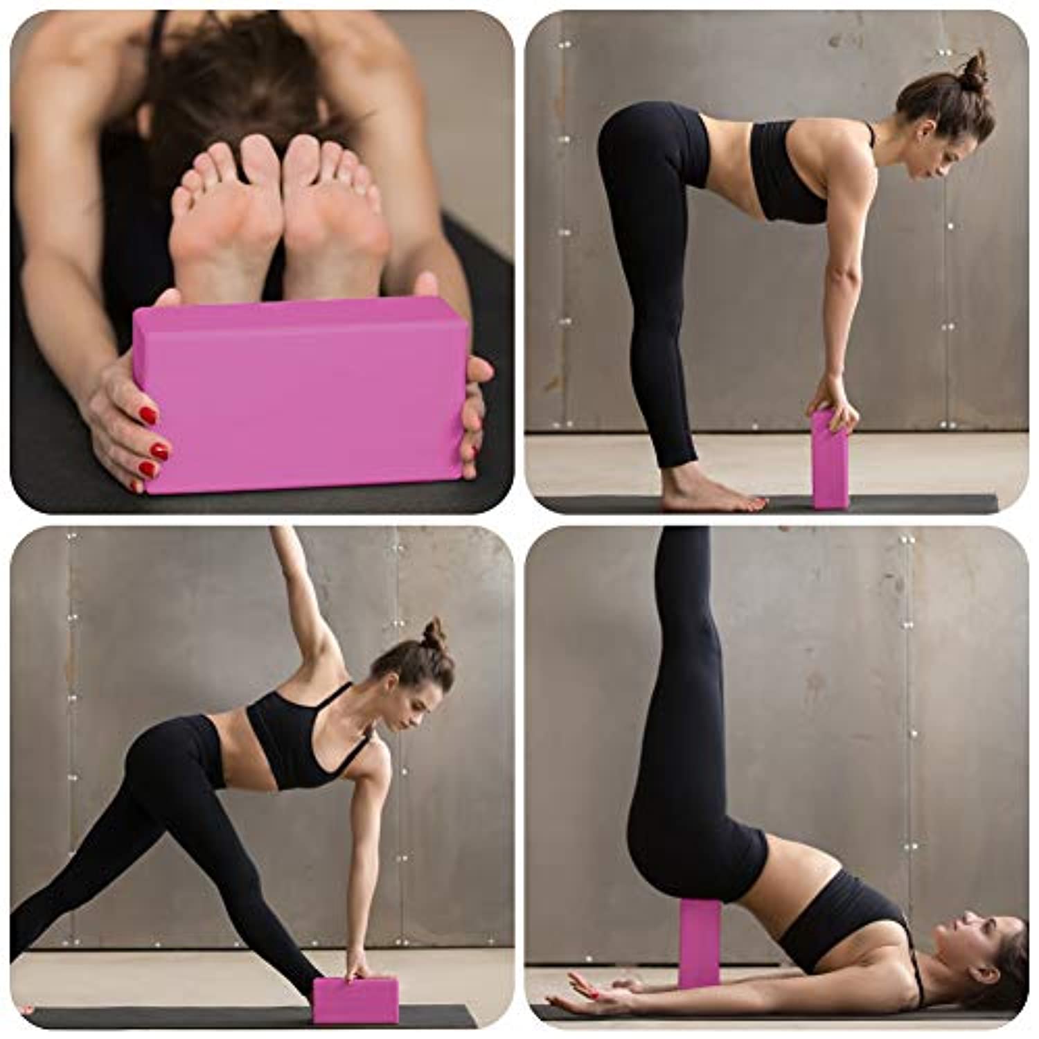 Coideal Bloques de yoga 2 unidades, ladrillo de espuma EVA de alta densidad para mejorar la fuerza, flexibilidad y equilibrio, superficie antideslizante suave resistente al sudor para yoga, pilates, meditación