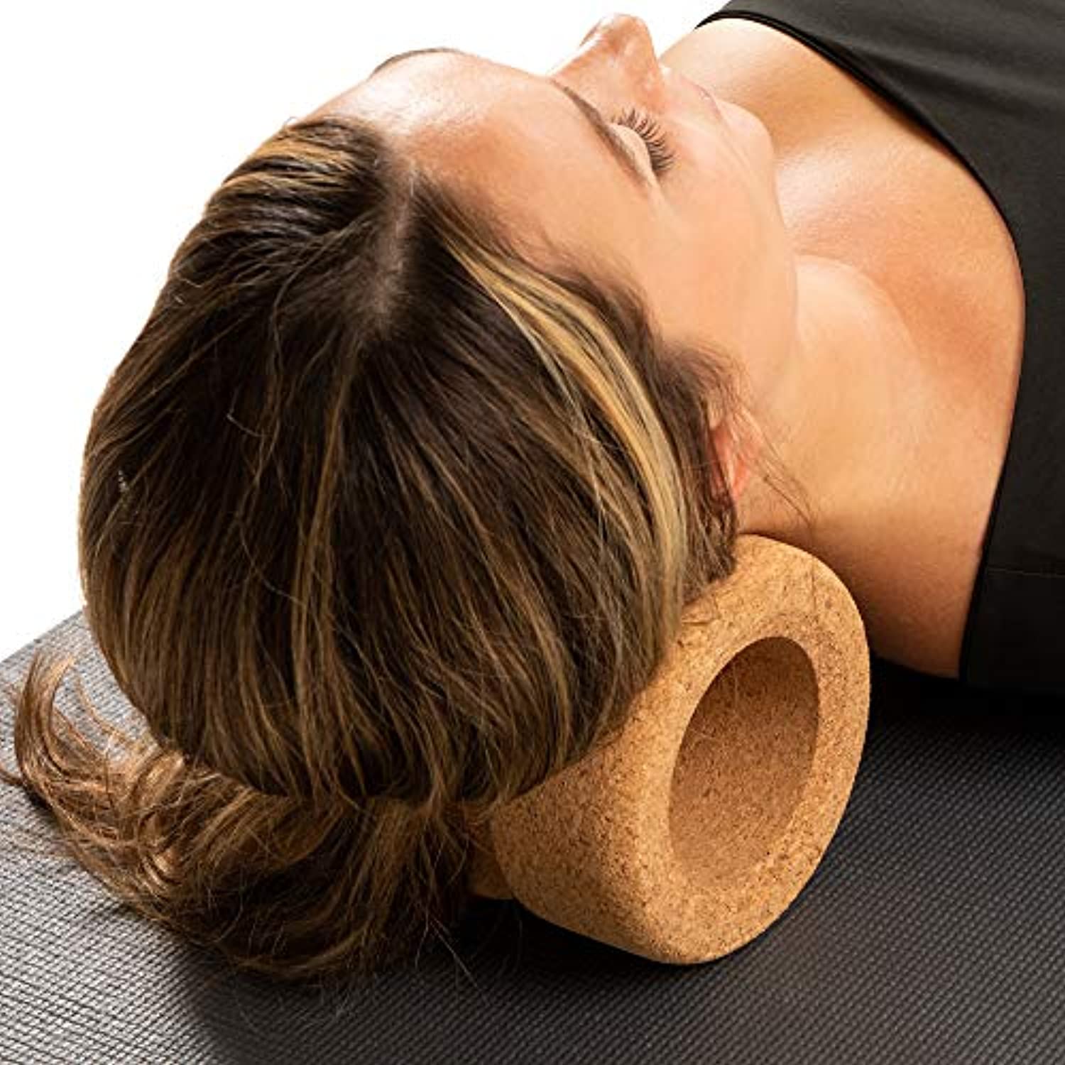 Ruedas de corcho sólido de inviguri, extra anchas, de diseño fuerte, rueda de yoga para aliviar el dolor de espalda, rueda de estiramiento de espalda con ranura para la columna vertebral, yoga y rodillo trasero, masaje moderado a profundo en diseño de 10.