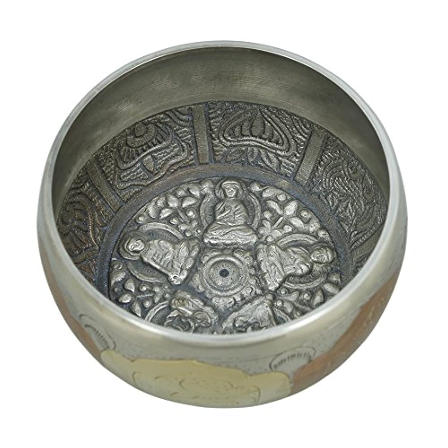 Tazón tibetano para meditación de cobre y plata budista decoración de 4.0 in