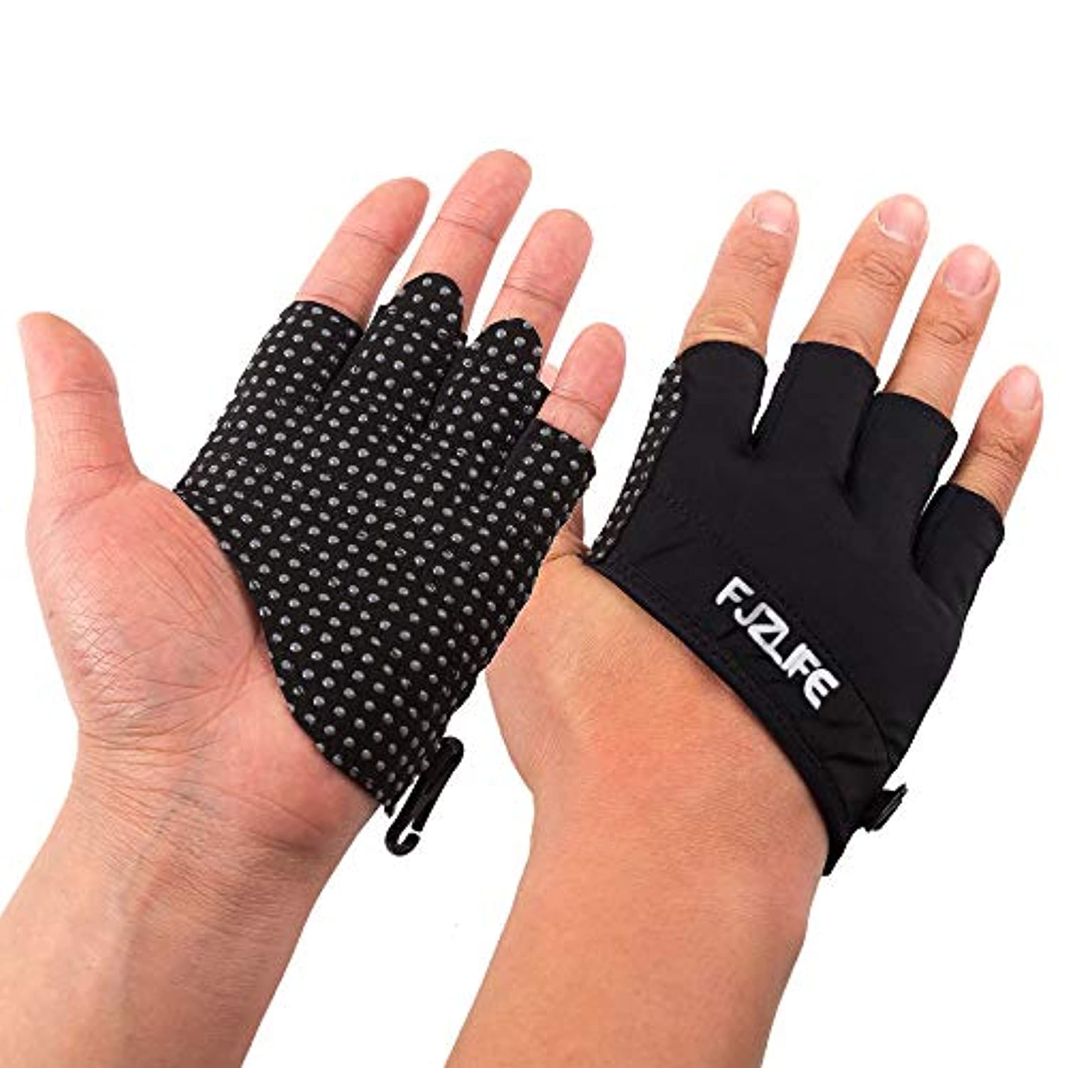 FJZLIFE - Guantes de fitness para entrenamiento cruzado, levantamiento de pesas, ciclismo, culturismo, yoga, dominadas y fitness, palma de agarre de silicona mejorada, mejora tu fitness sin rasgaduras de mano