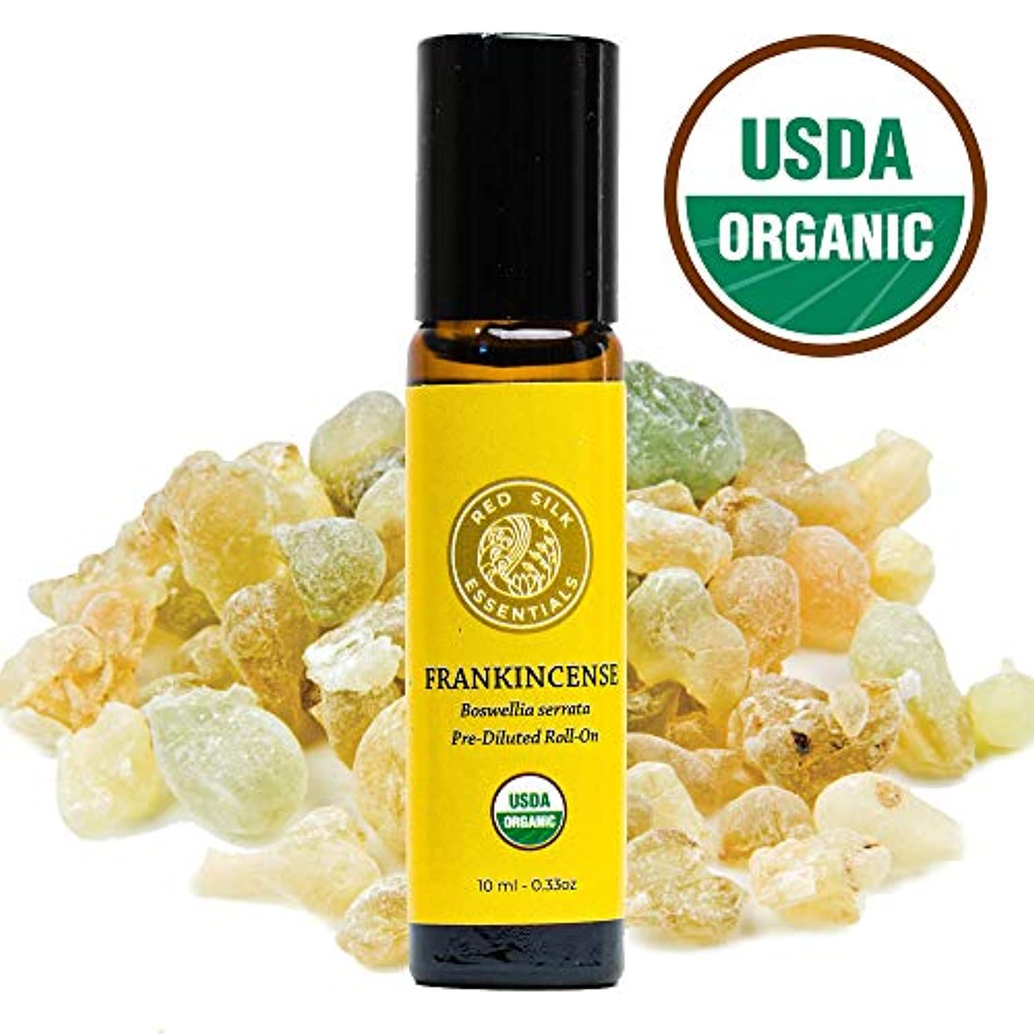 Red Silk Essentials USDA Organic Essential Oils Roll on Gift Set, Pure Natural Aromatherapy – Real Love, Citrus Glow & Frankincense – 0.3 fl oz