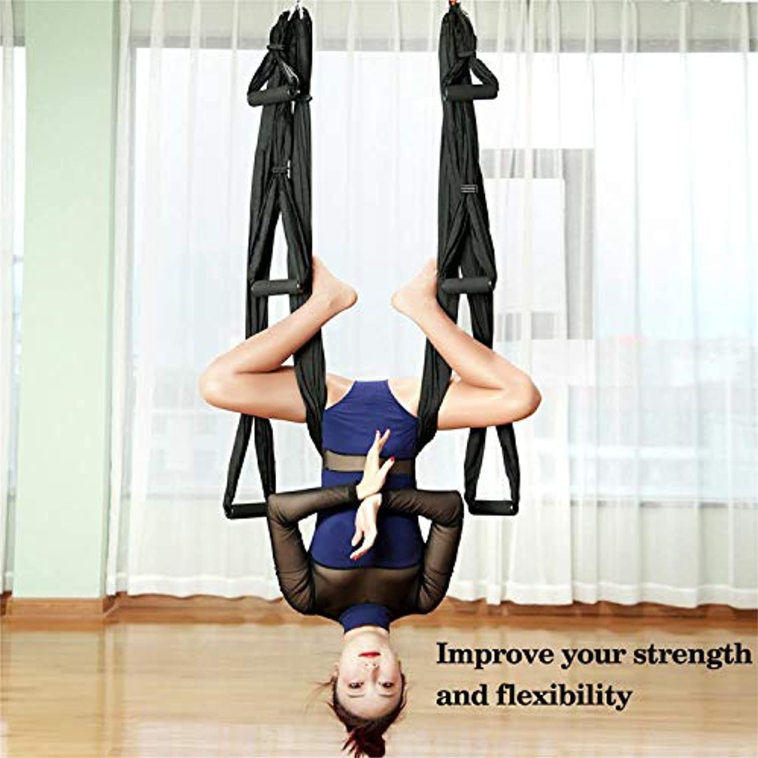 Easy Big set de columpio de yoga aéreo – columpio de hamaca de yoga – Kit de yoga trapecio – 2 correas de extensión – herramienta de inversión de yoga de vuelo ancho – antigravedad para colgar en el techo – para adultos y niños Arial Toga